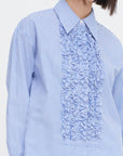 Striped Shirting Easy Tuxedo Shirt, Blue Multi