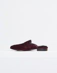 Suede And Shearling Slippers, Bordeaux