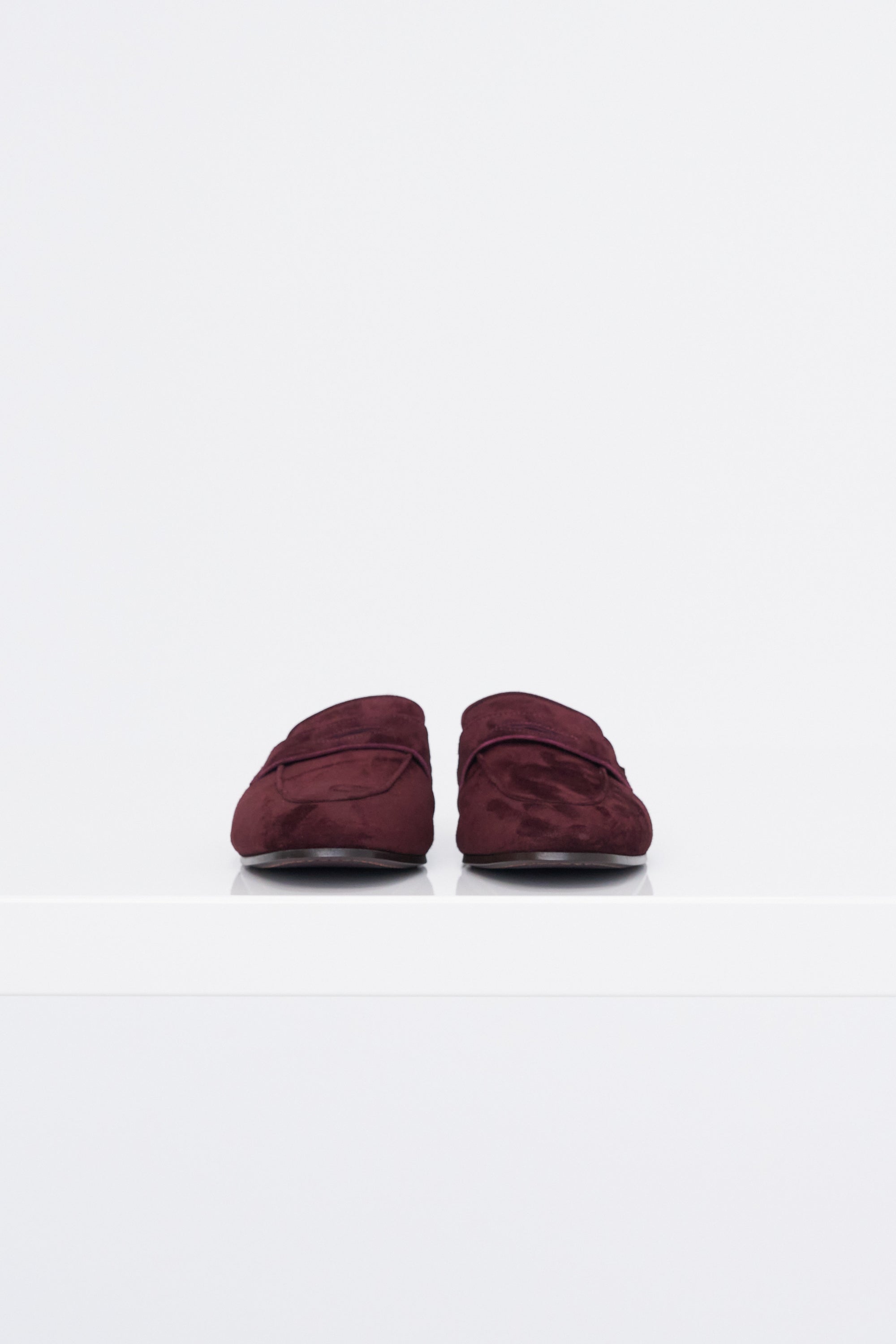 Suede And Shearling Slippers, Bordeaux