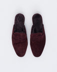 Suede And Shearling Slippers, Bordeaux