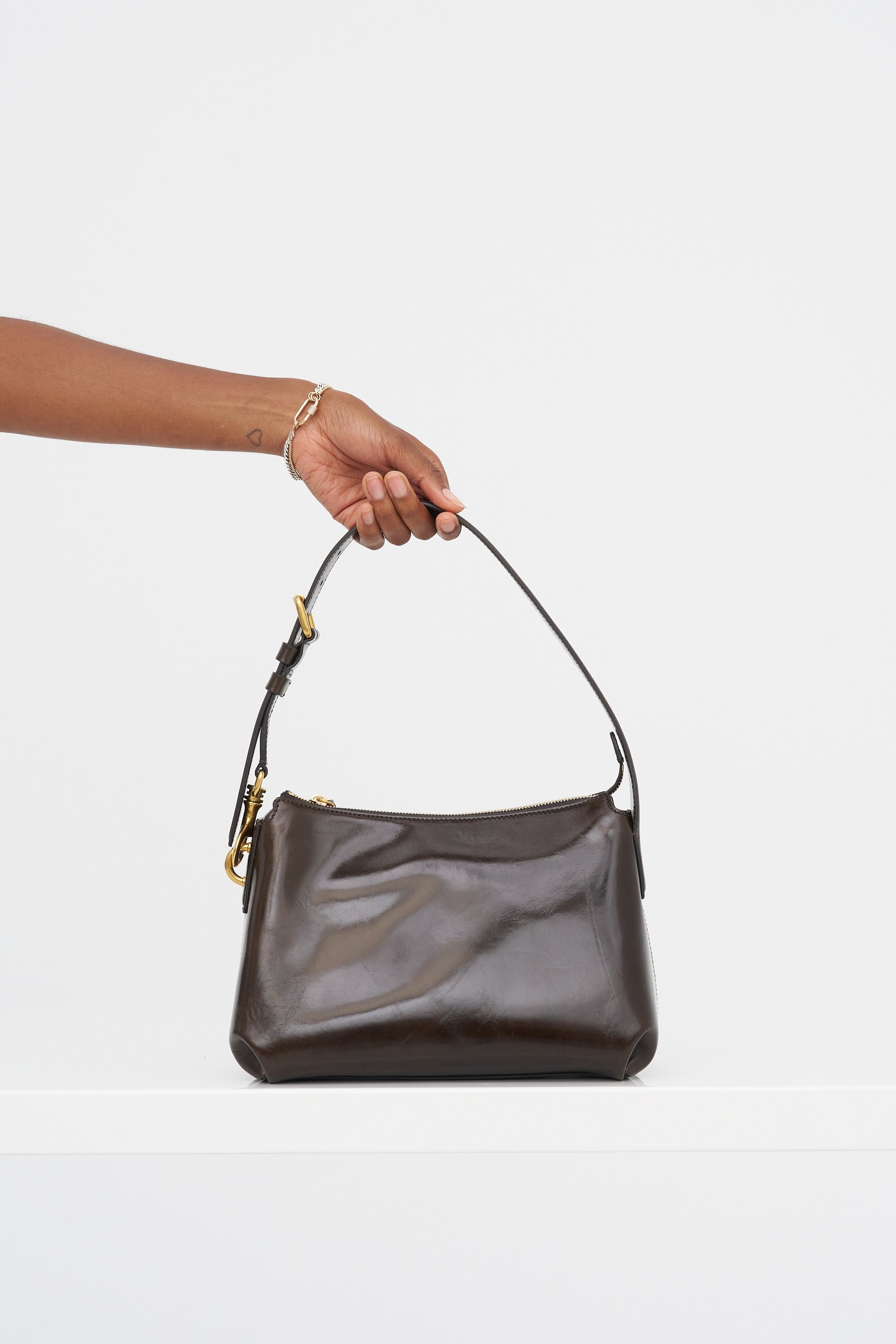 Leather Bag, Dark Grey