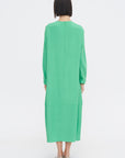 4-Ply Silk Long Sleeve Cocoon Dress, Green