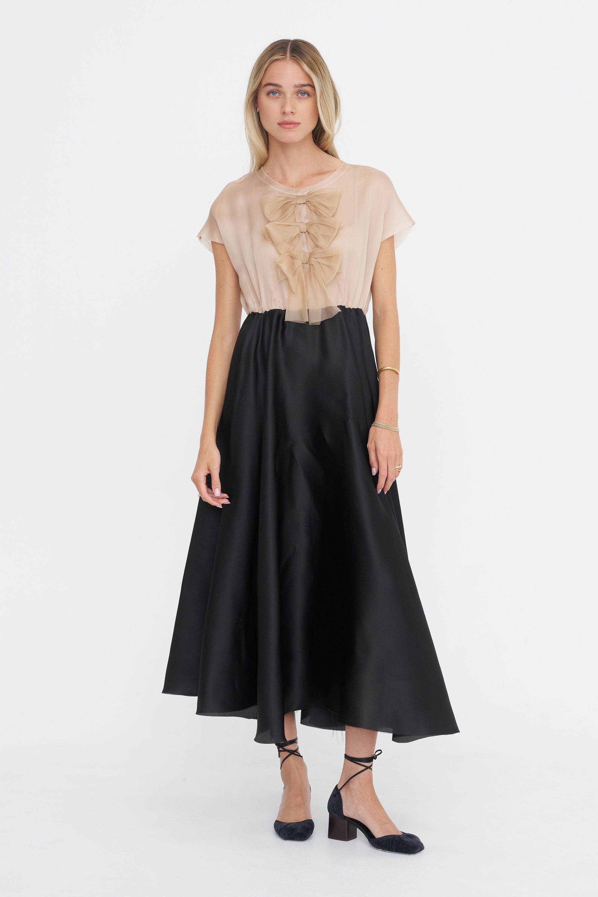 Bow Dress, Almond &amp; Black