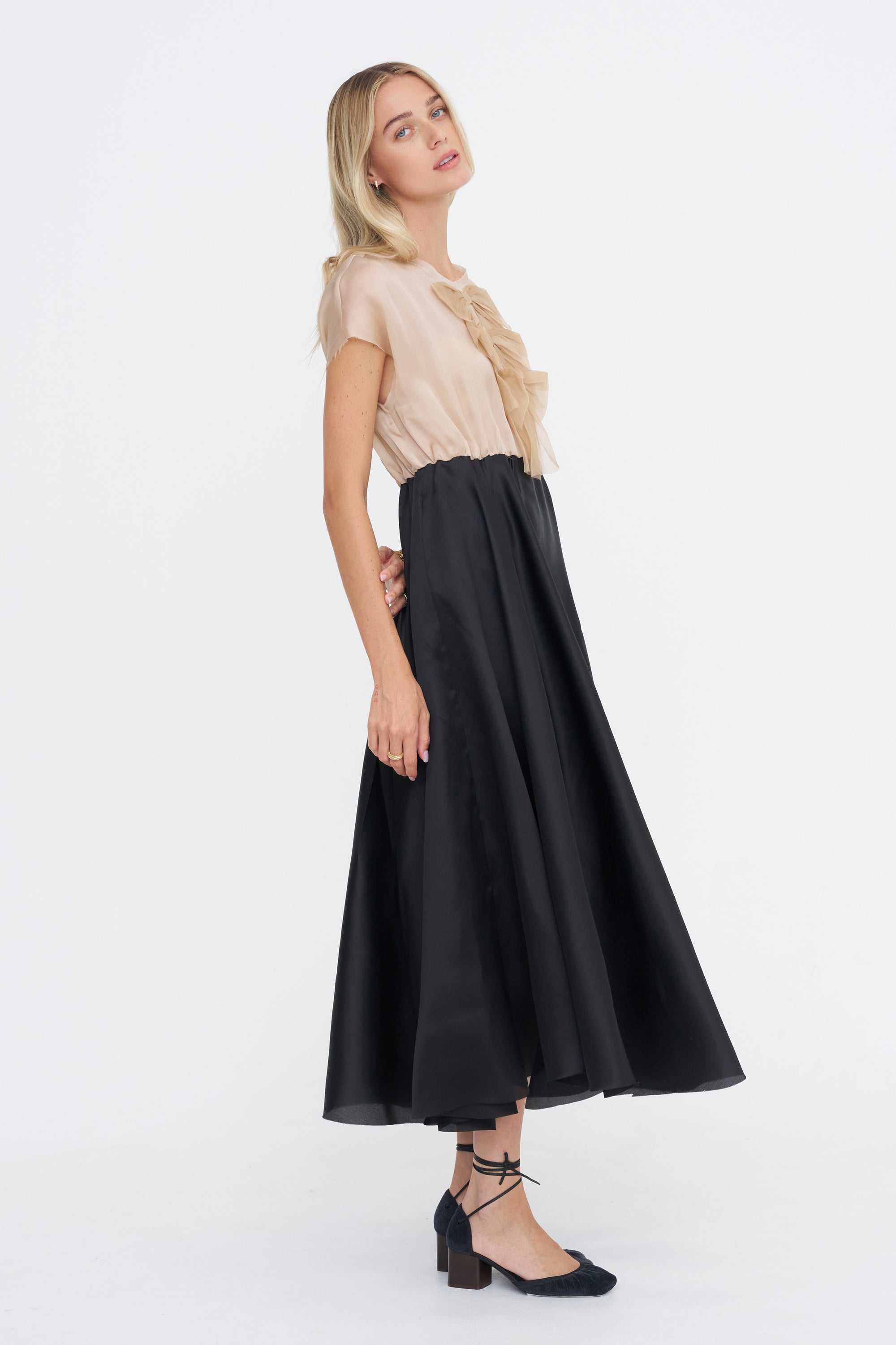 Bow Dress, Almond &amp; Black