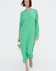 4-Ply Silk Long Sleeve Cocoon Dress, Green