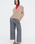 Cardigan Stitch Sweater Vest With Removable Dickie, Latte