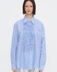 Striped Shirting Easy Tuxedo Shirt, Blue Multi