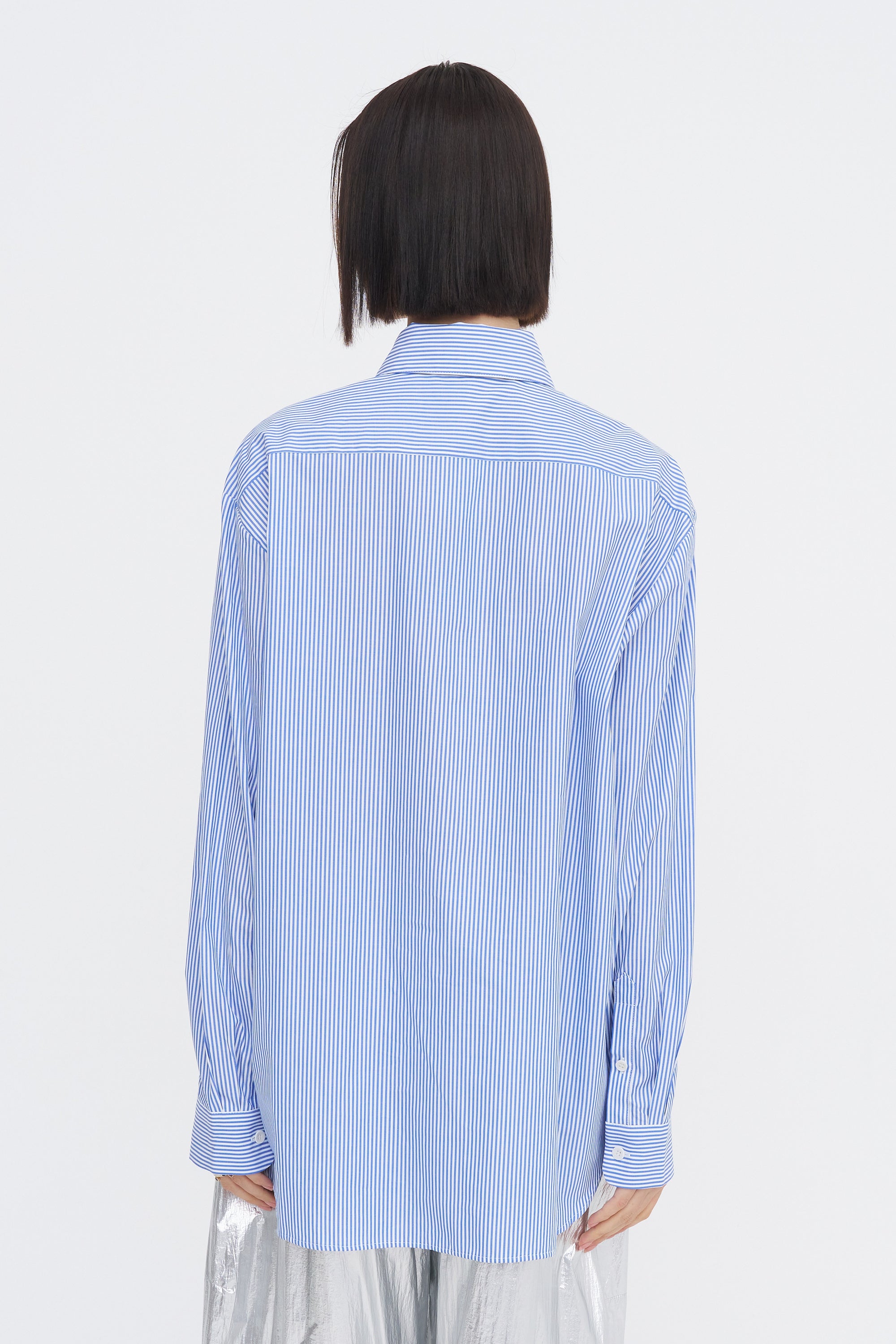 Striped Shirting Easy Tuxedo Shirt, Blue Multi