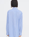Striped Shirting Easy Tuxedo Shirt, Blue Multi