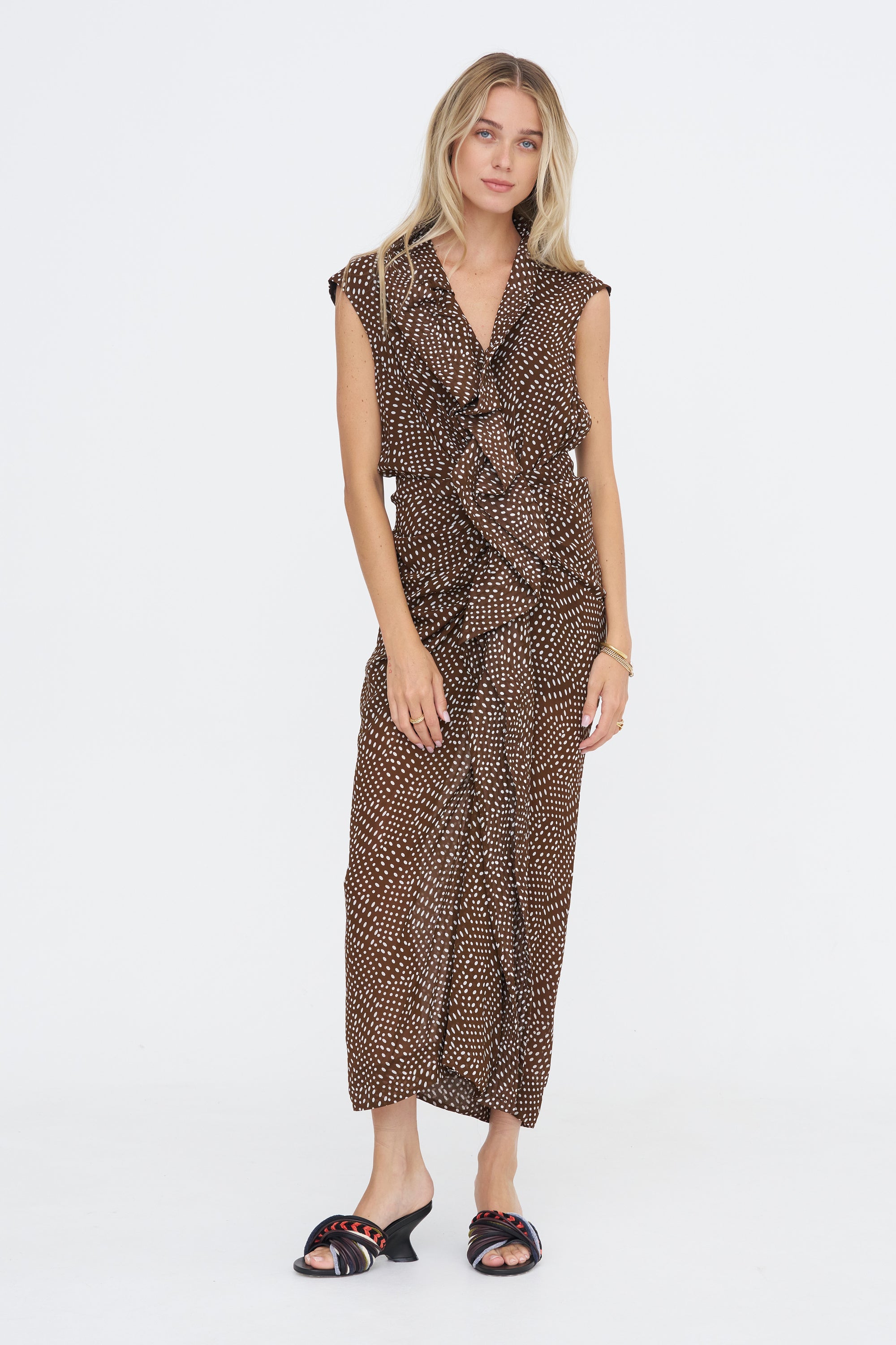 Polkadot Dress, Brown