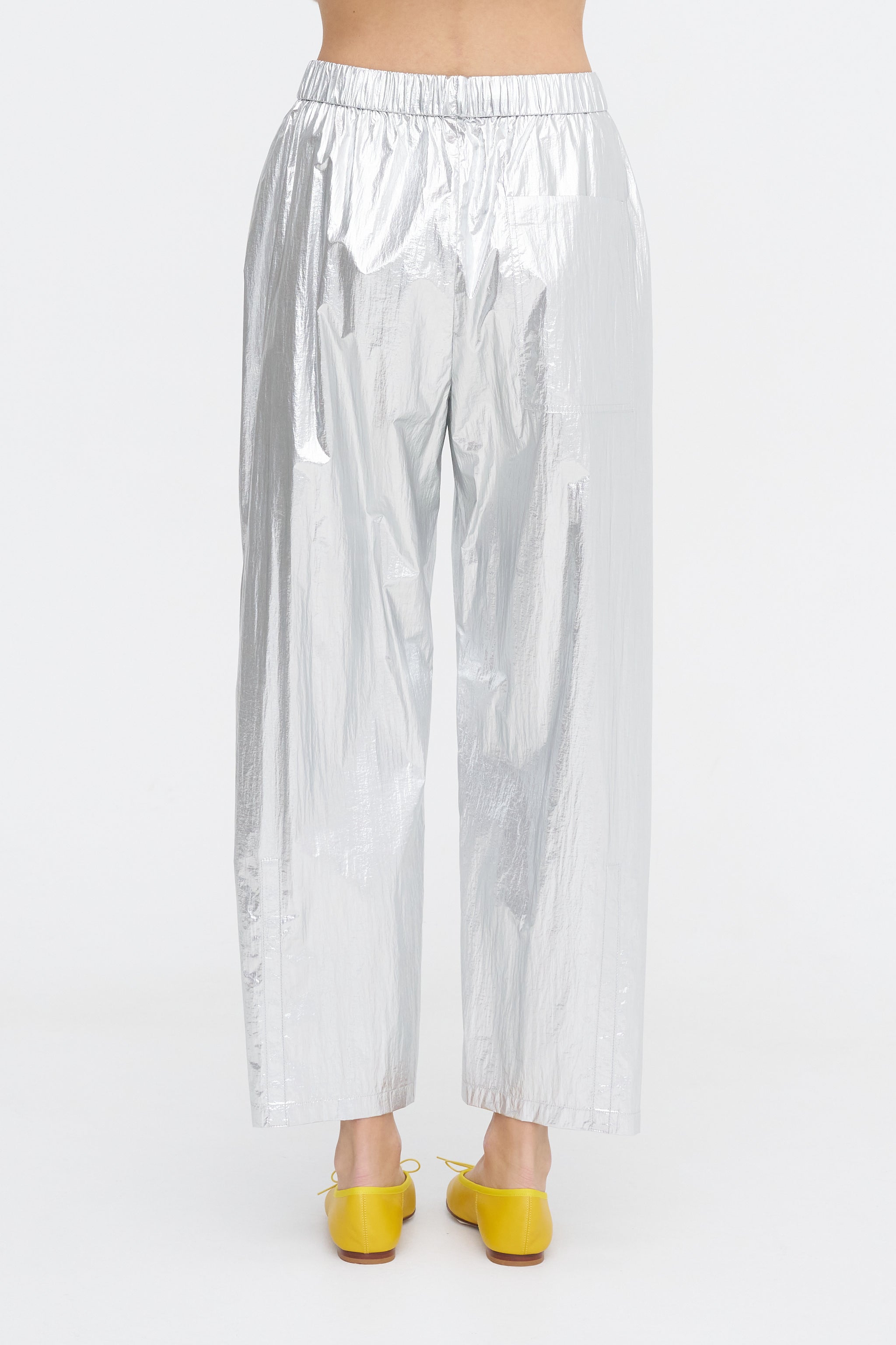 Tibi Metallic Nylon Winslow Pant - Short, Silver – Kick Pleat