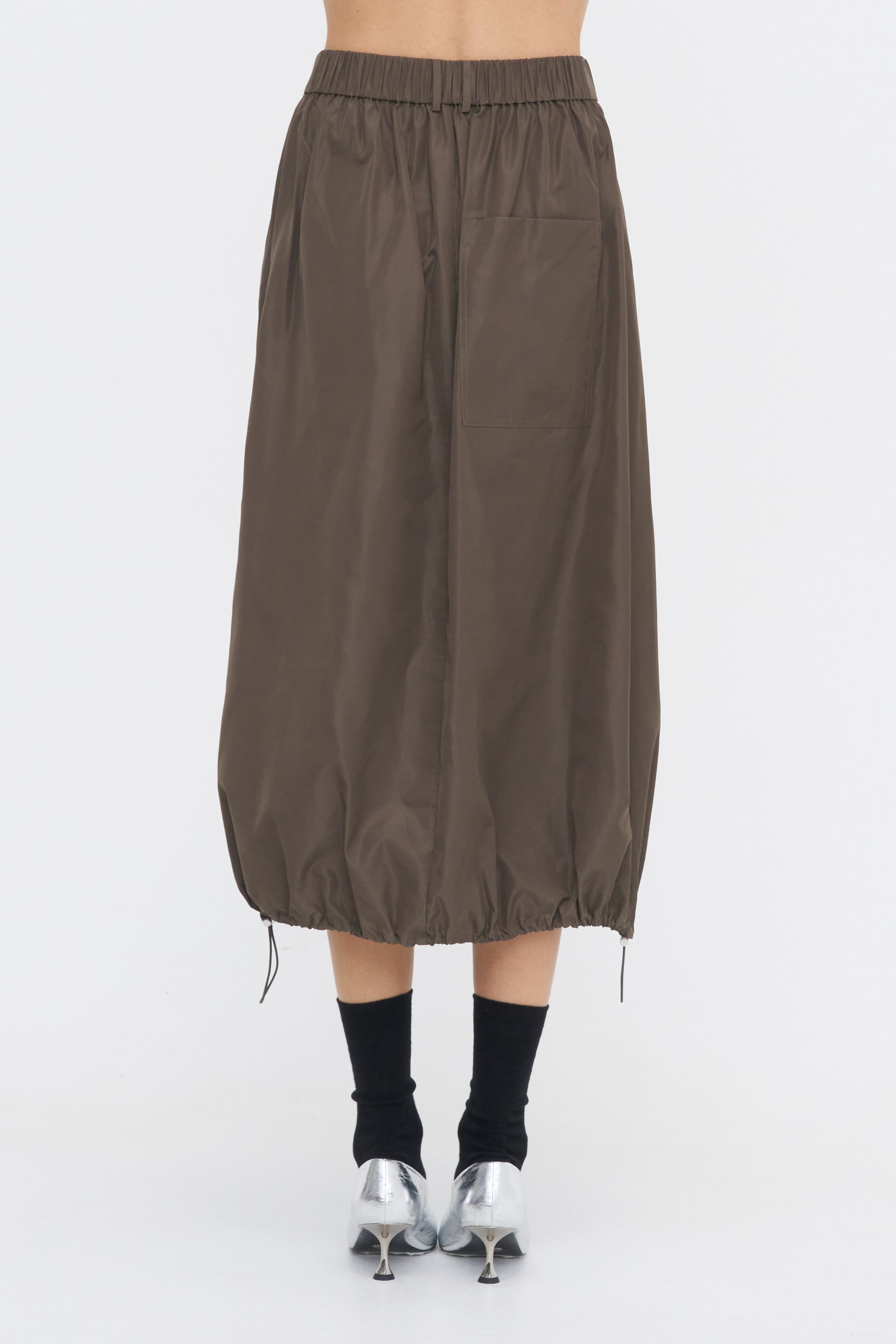 Italian Sporty Nylon Midi Anorak Skirt