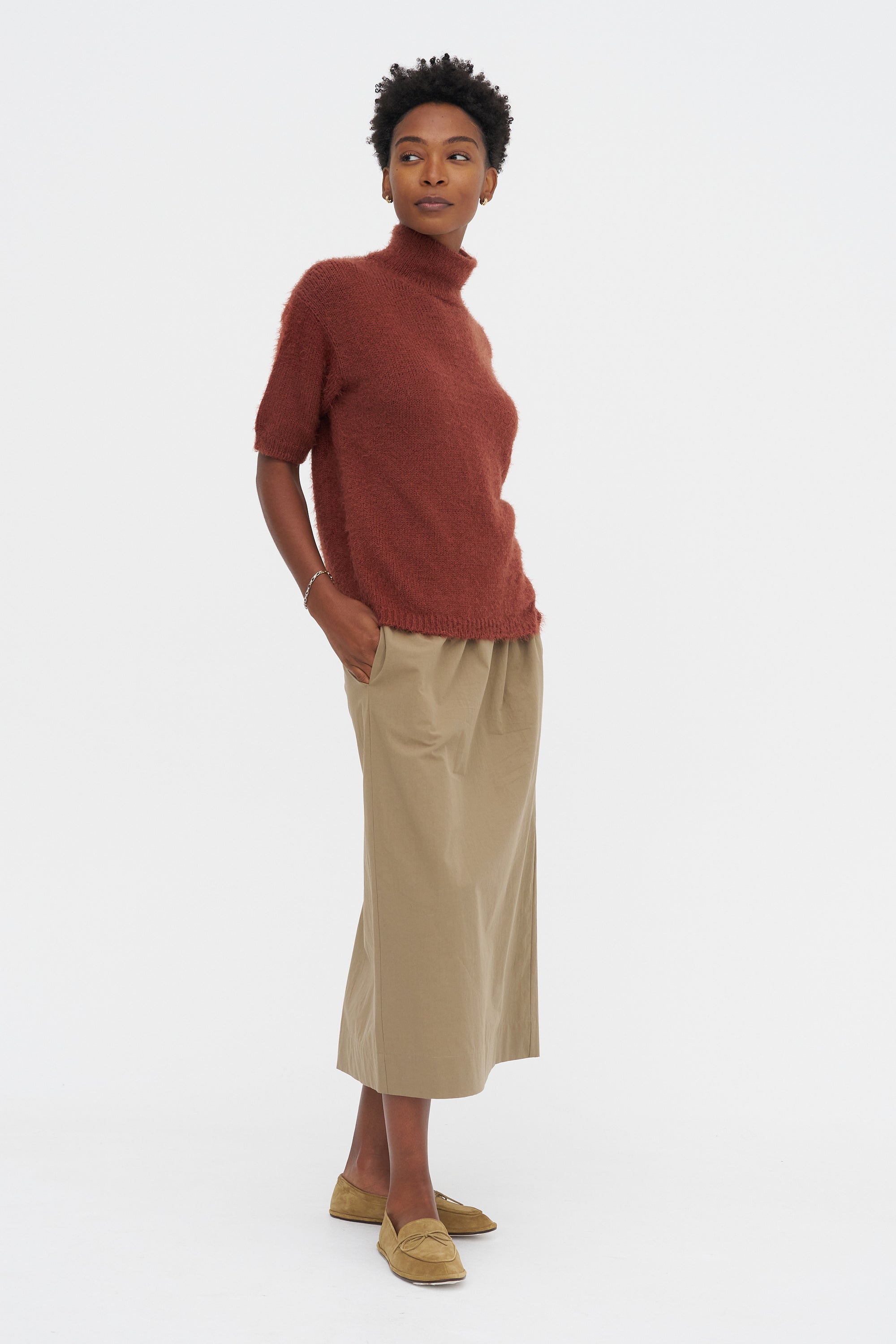 Straight Skirt, Beige