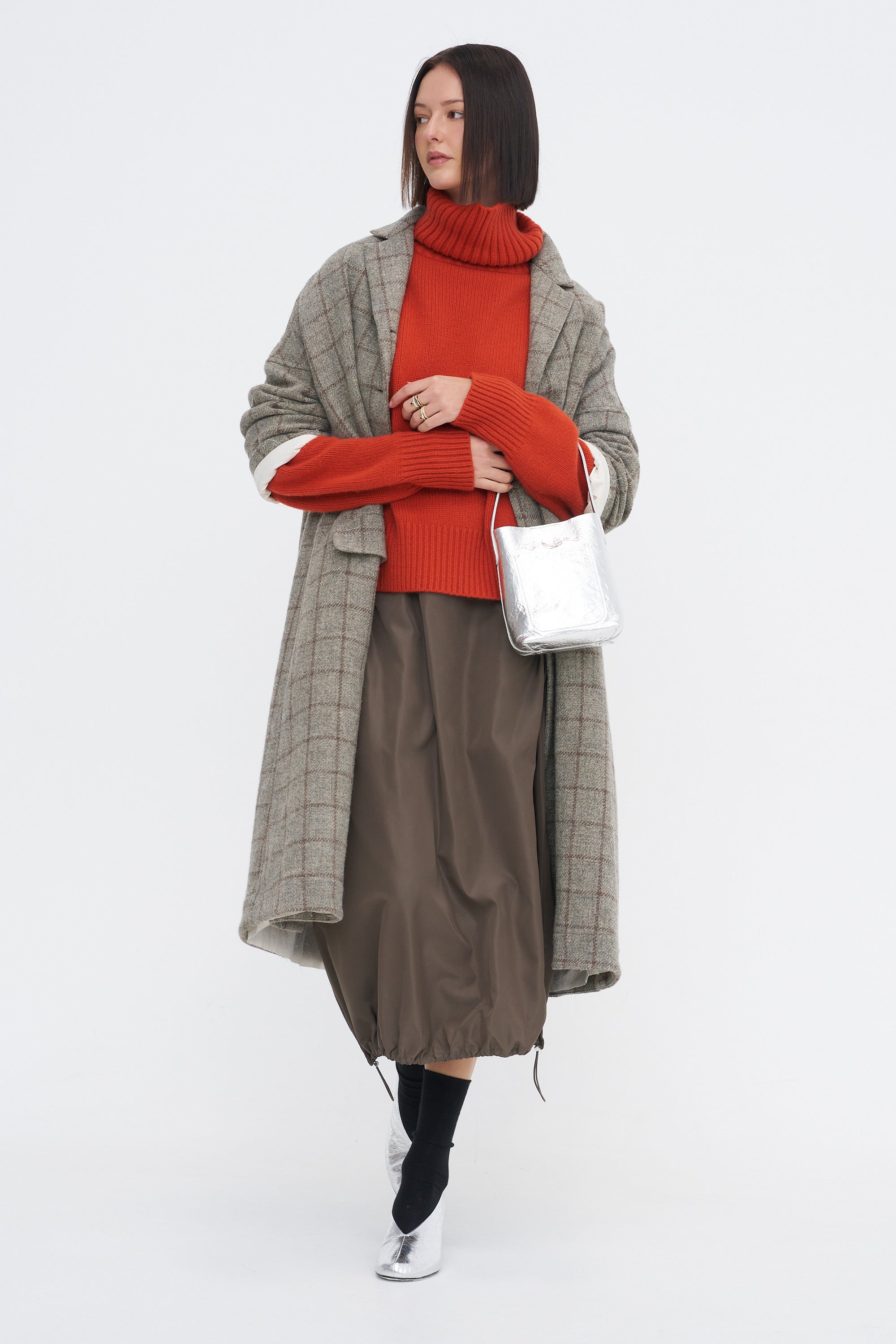 Italian Sporty Nylon Midi Anorak Skirt