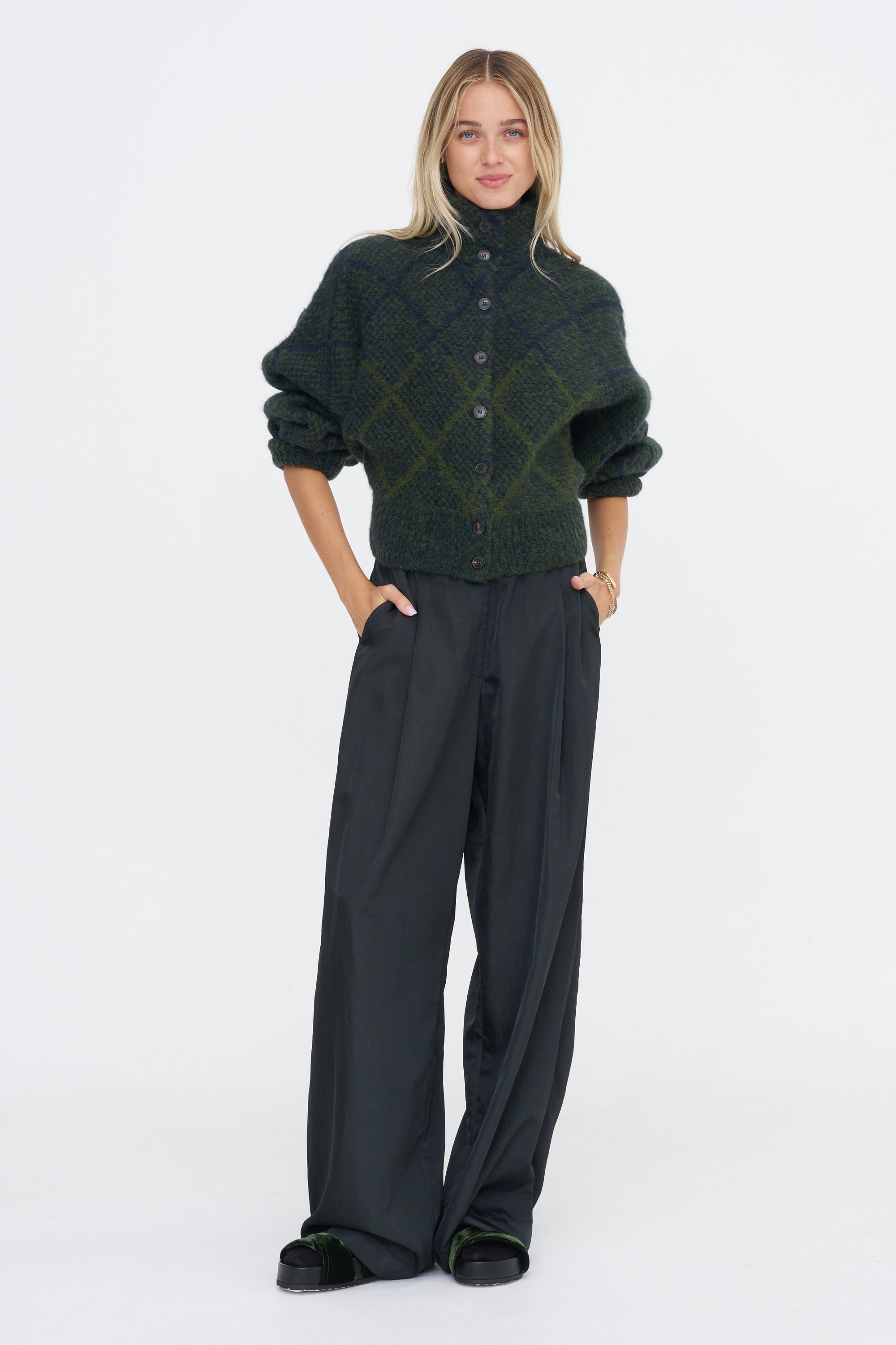 Wide Leg Trouser, Dark Green
