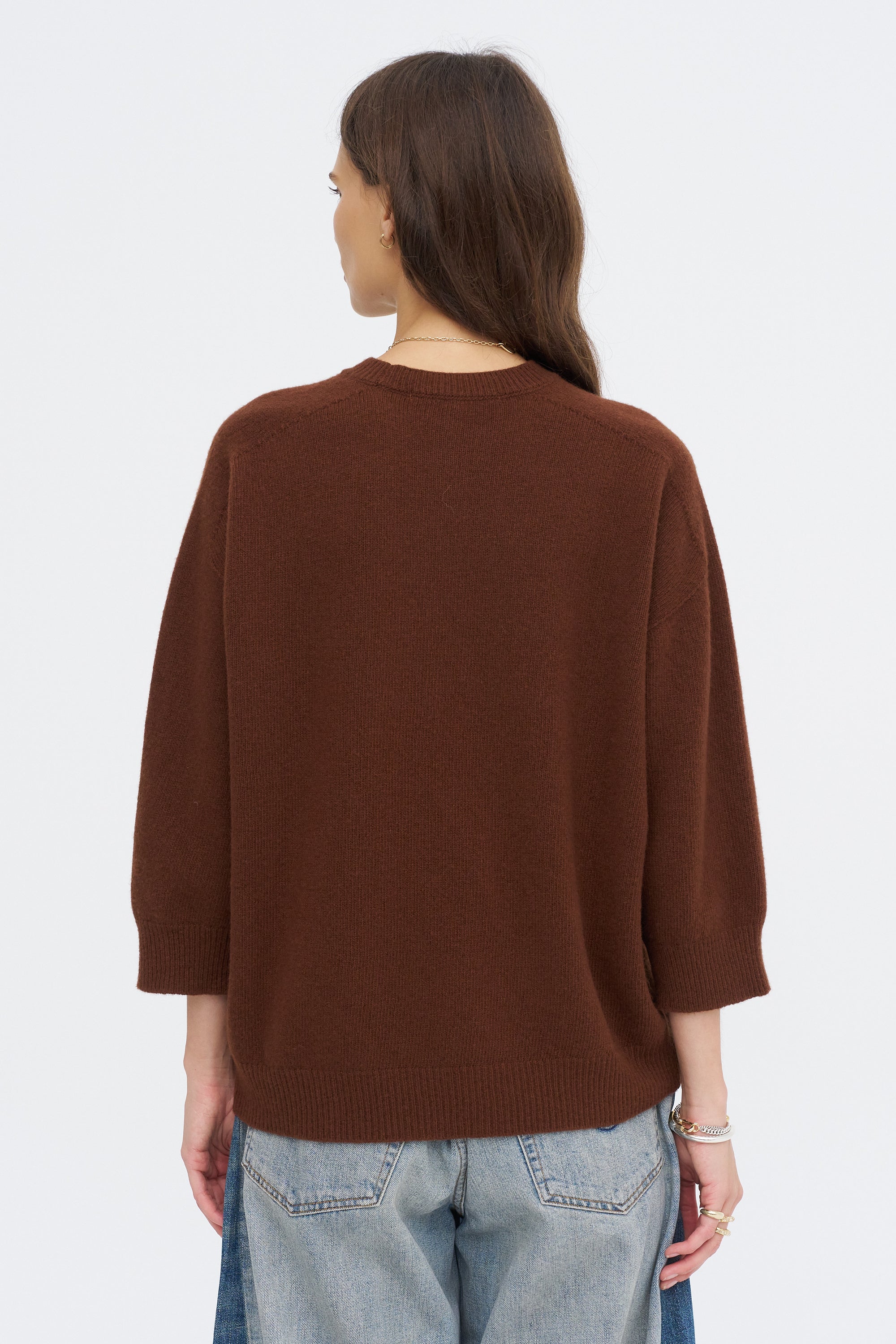 Mouse Ycom - Superfine Wool Short Sleeve Sweater, Chestnut