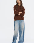 Mouse Ycom - Superfine Wool Short Sleeve Sweater, Chestnut