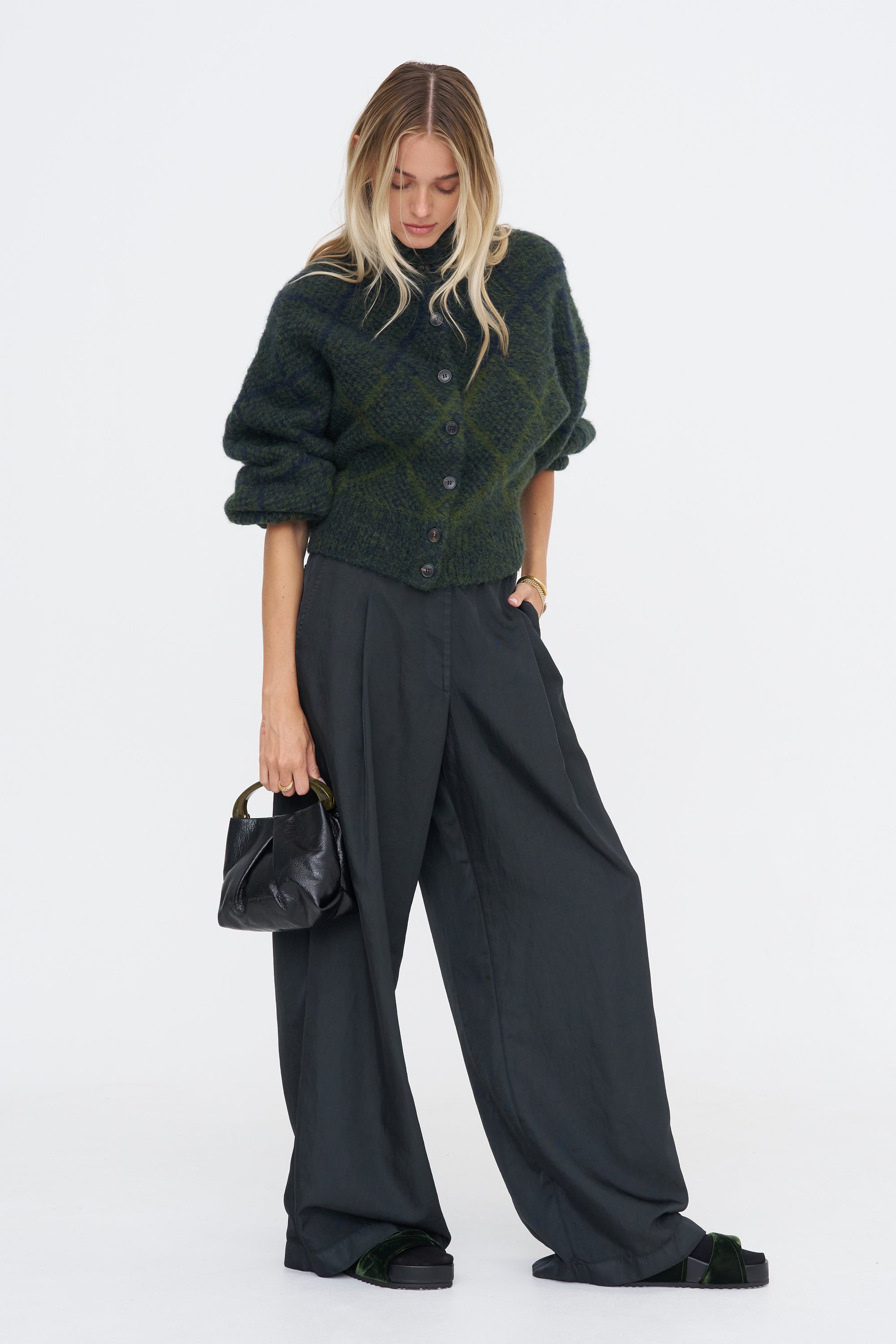 Wide Leg Trouser, Dark Green