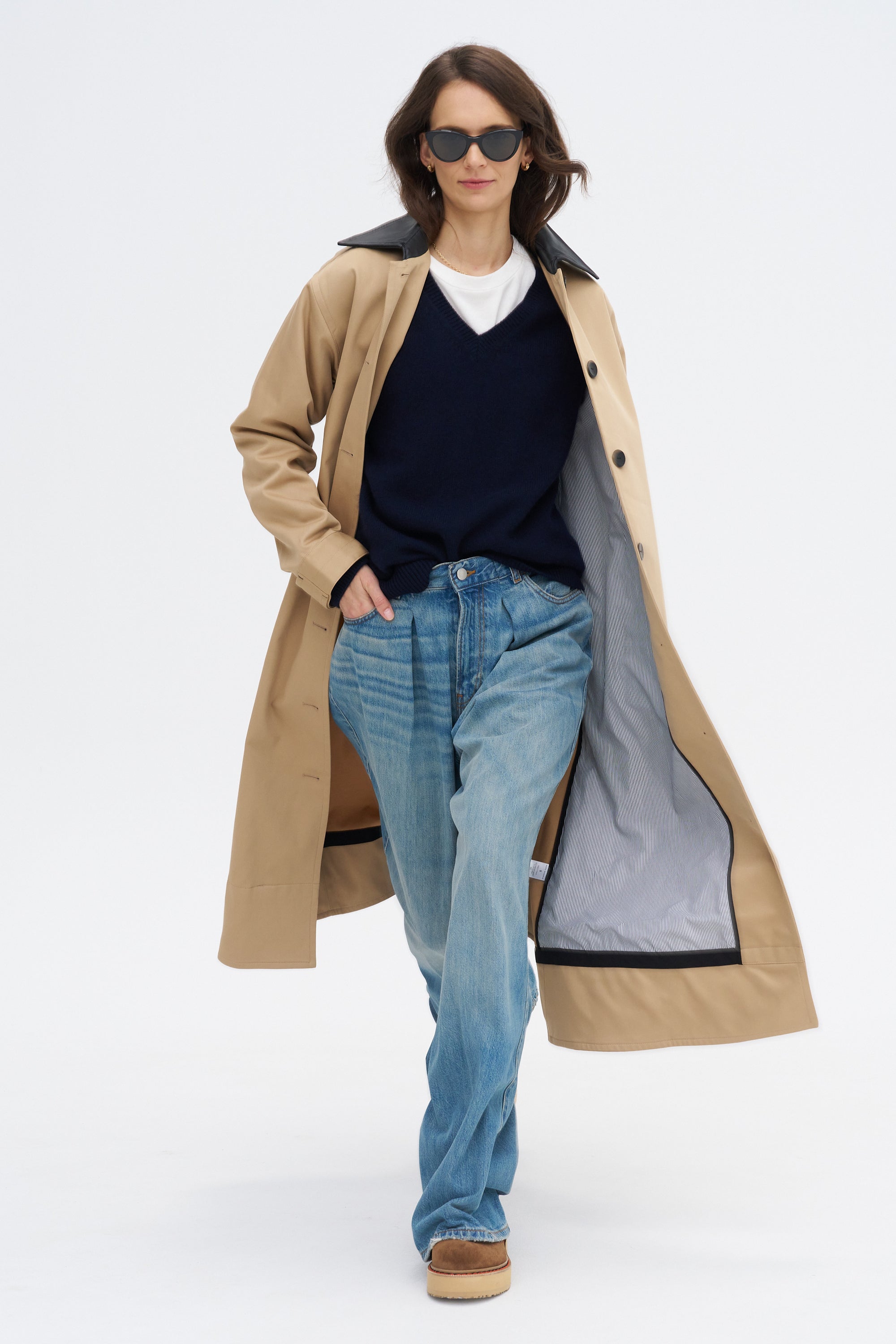 A-line Swing Coat, Khaki