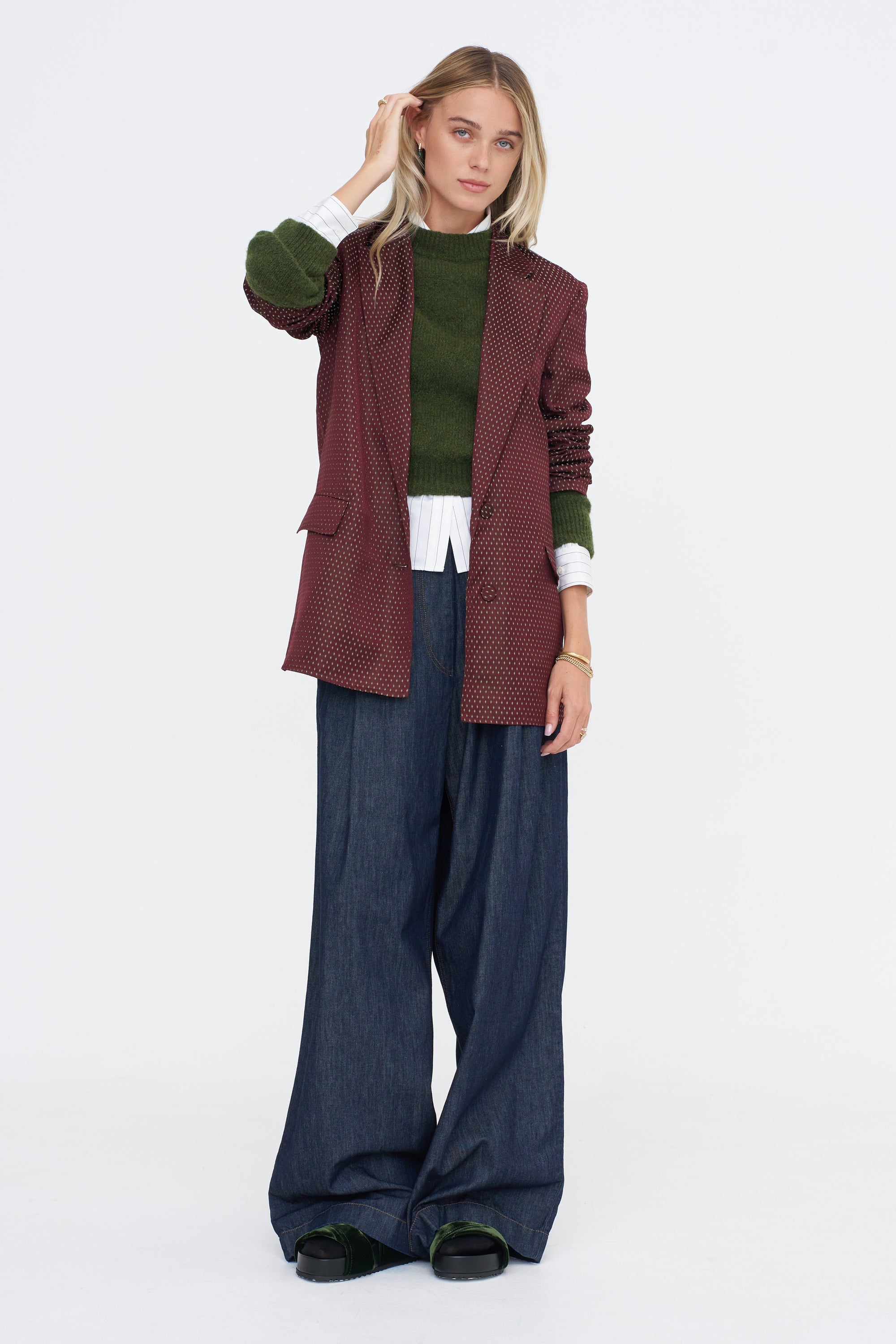 Jacquard Blazer, Burgundy