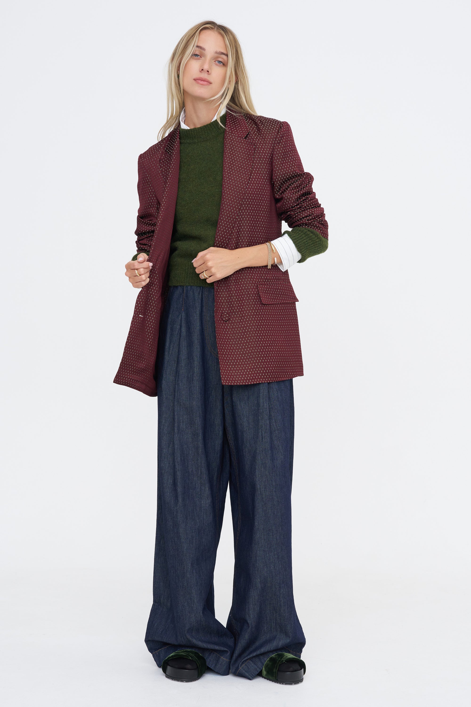 Jacquard Blazer, Burgundy