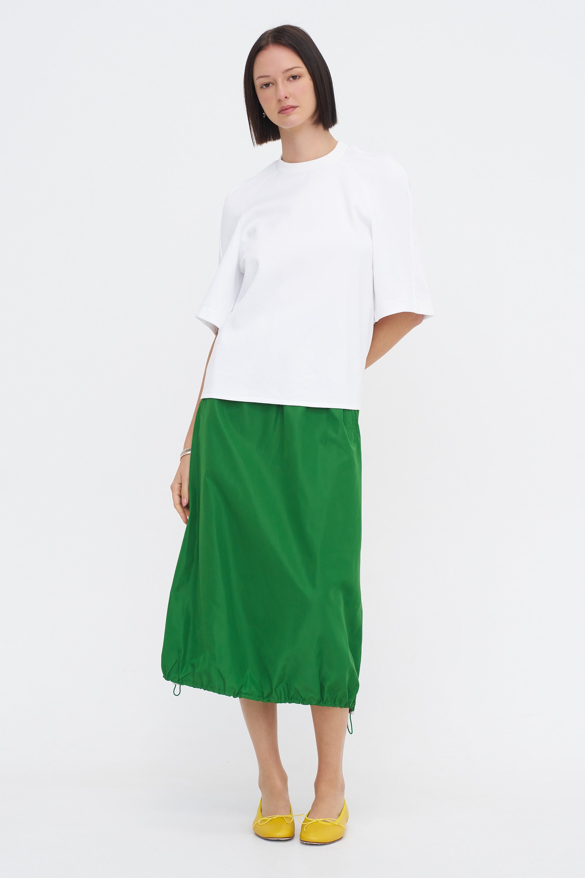 Italian Sporty Nylon Midi Anorak Skirt