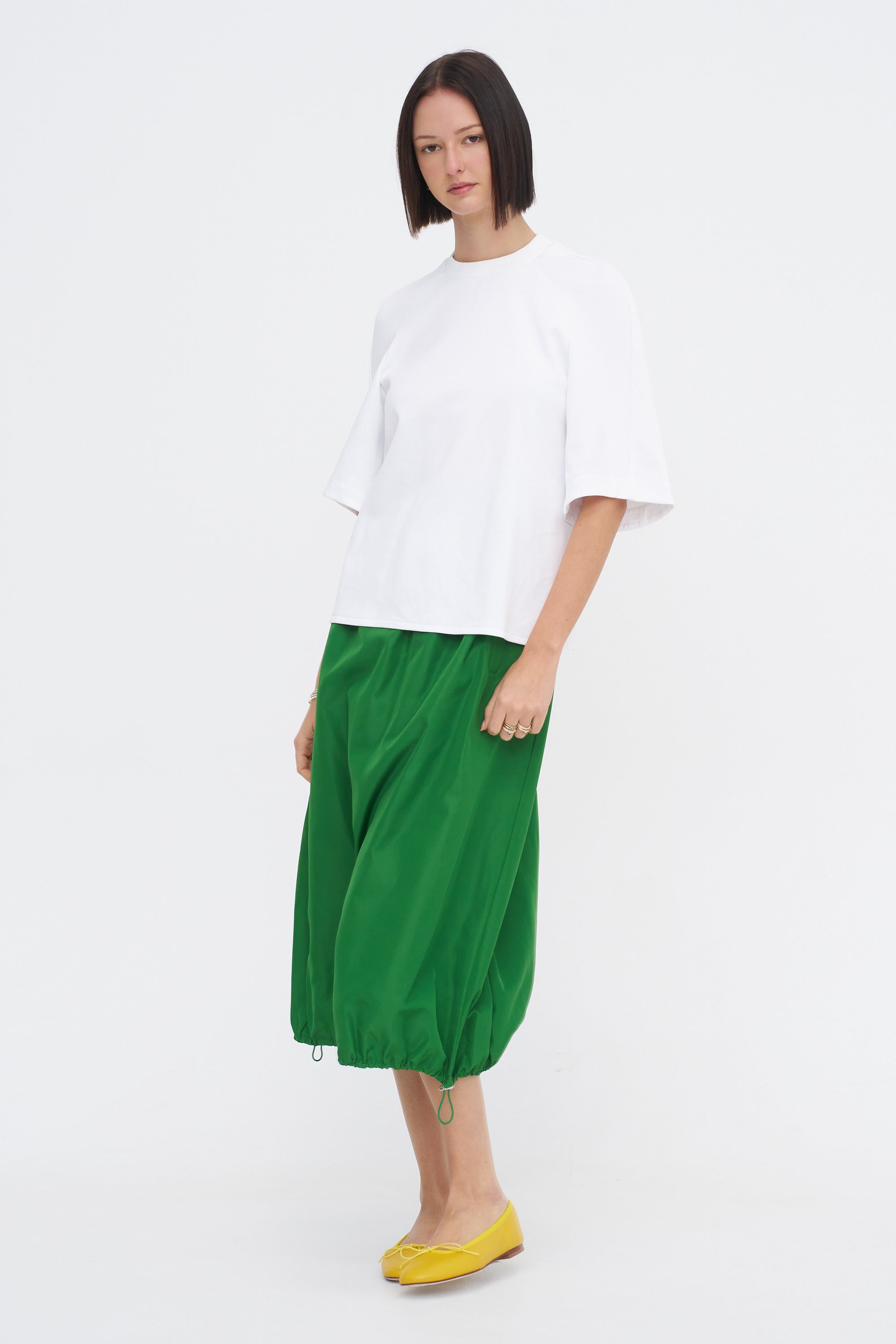 Italian Sporty Nylon Midi Anorak Skirt