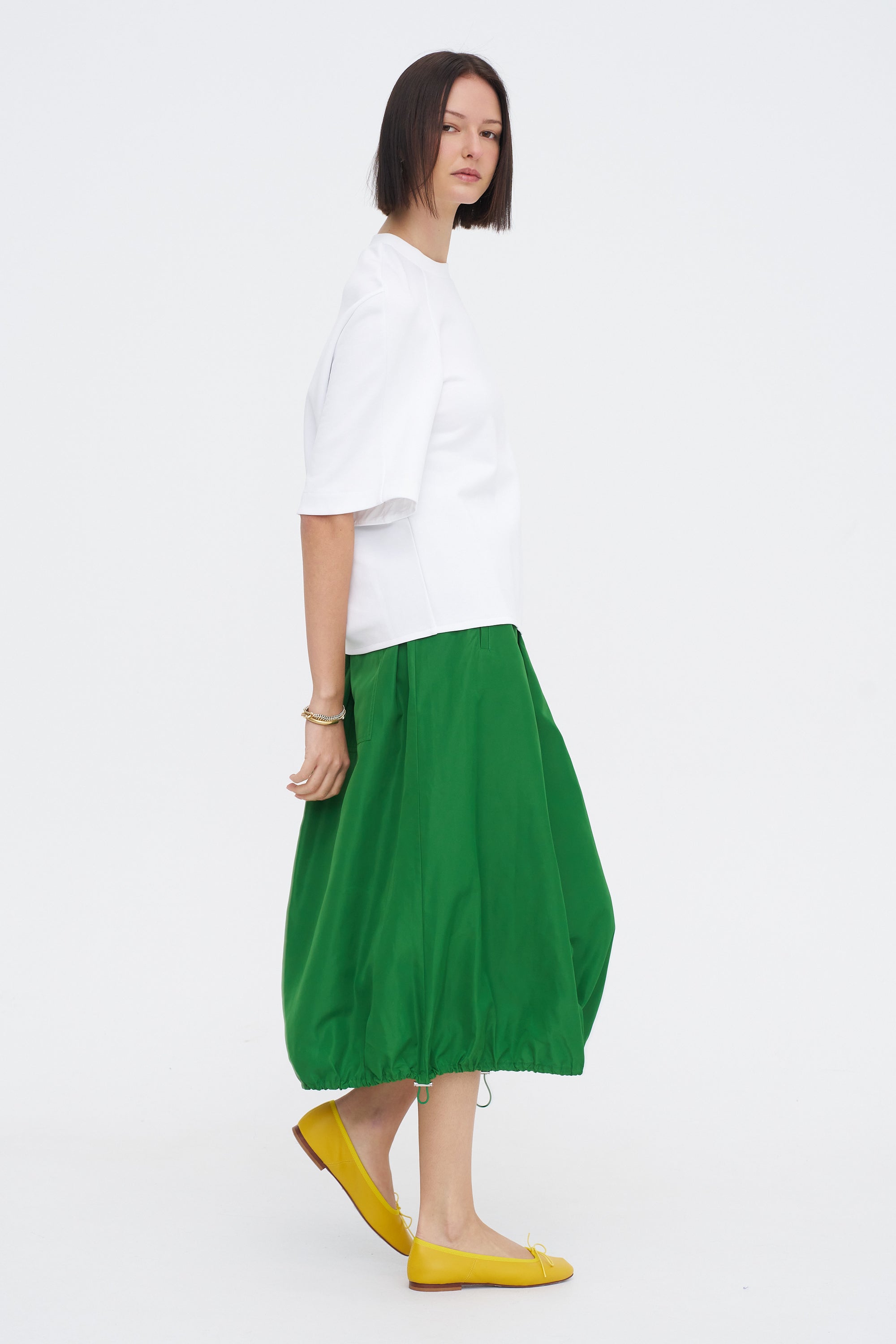 Italian Sporty Nylon Midi Anorak Skirt