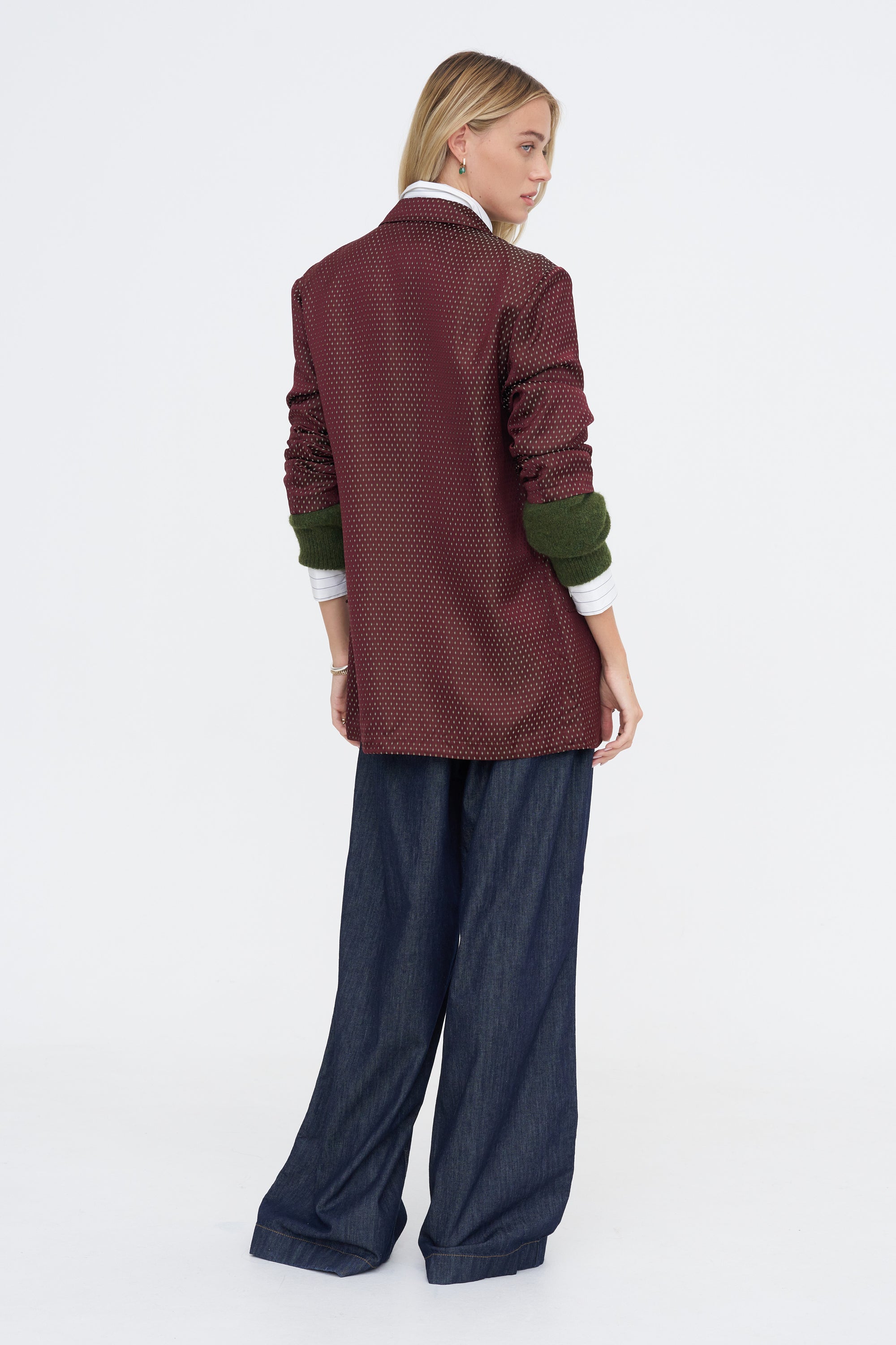 Jacquard Blazer, Burgundy