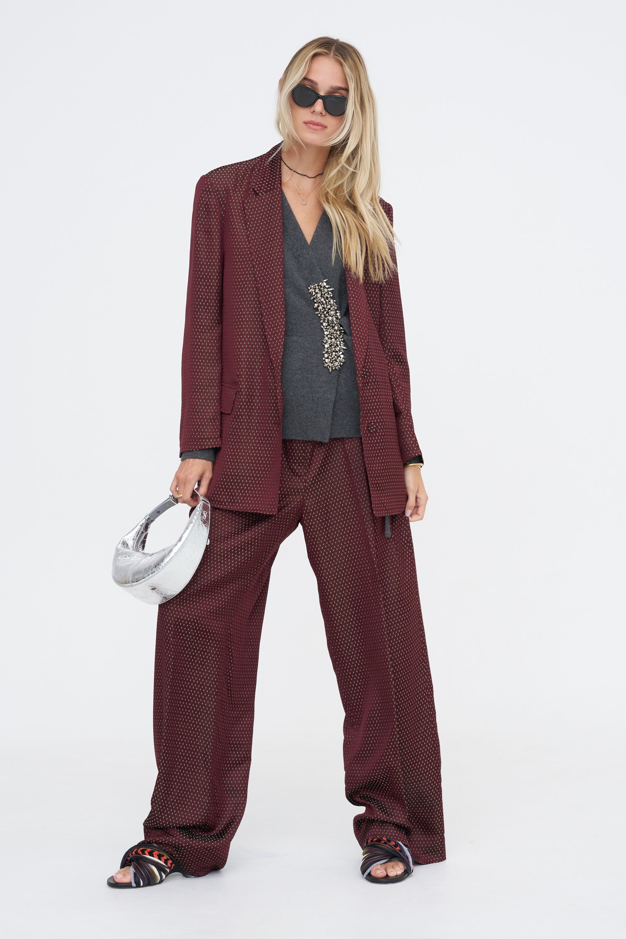 Jacquard Wide Legs, Burgundy