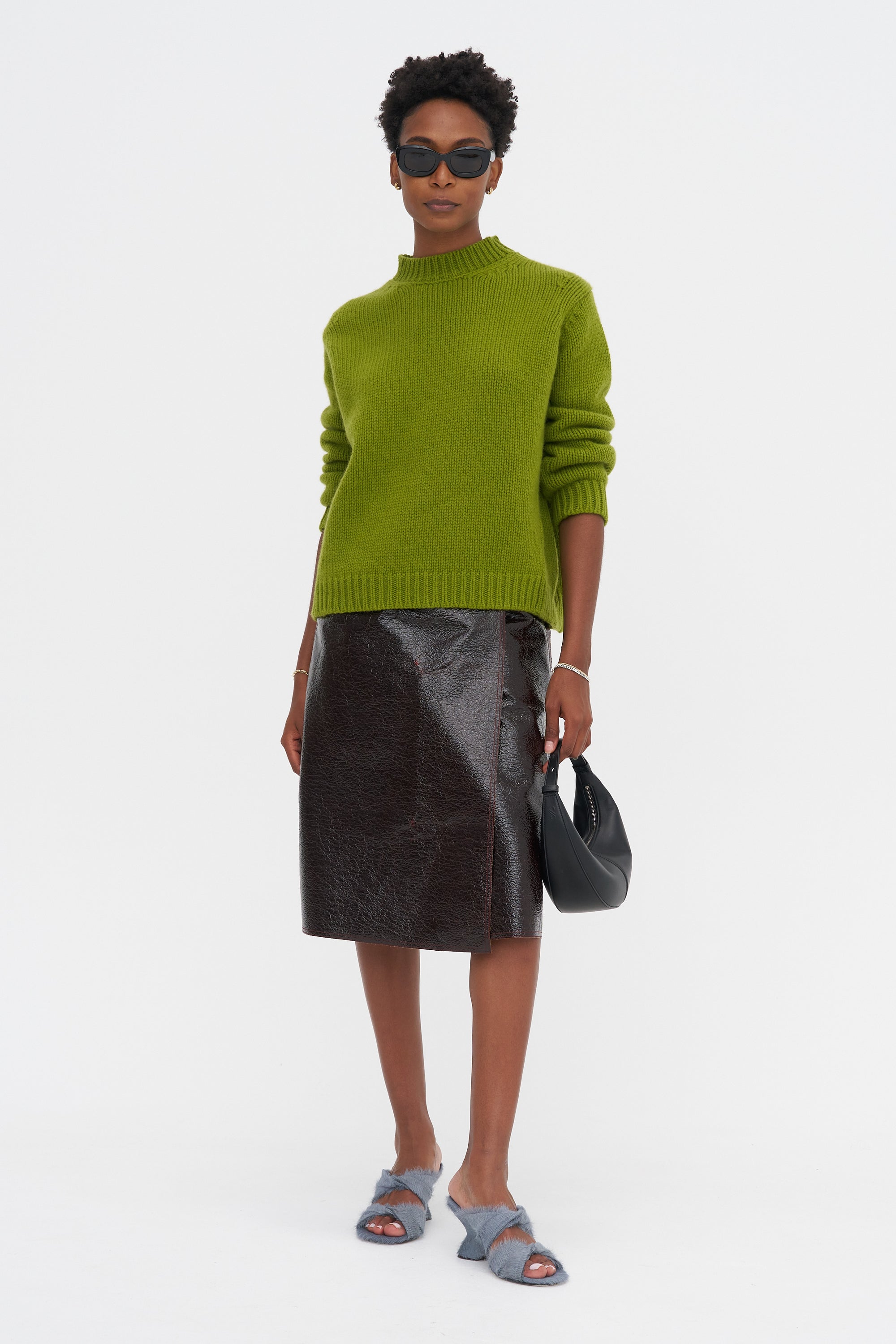 Varnished Wool Skirt, Testa Di Moro