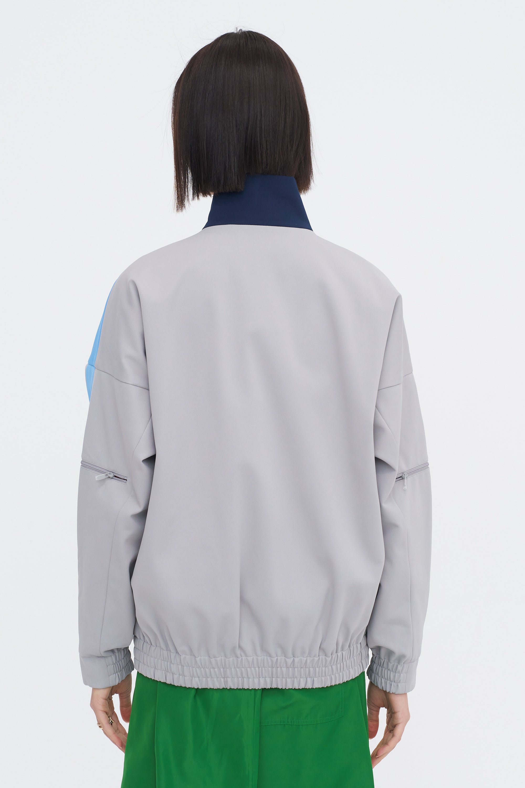 Compact Tech Knit Bomber, Light Grey Multi