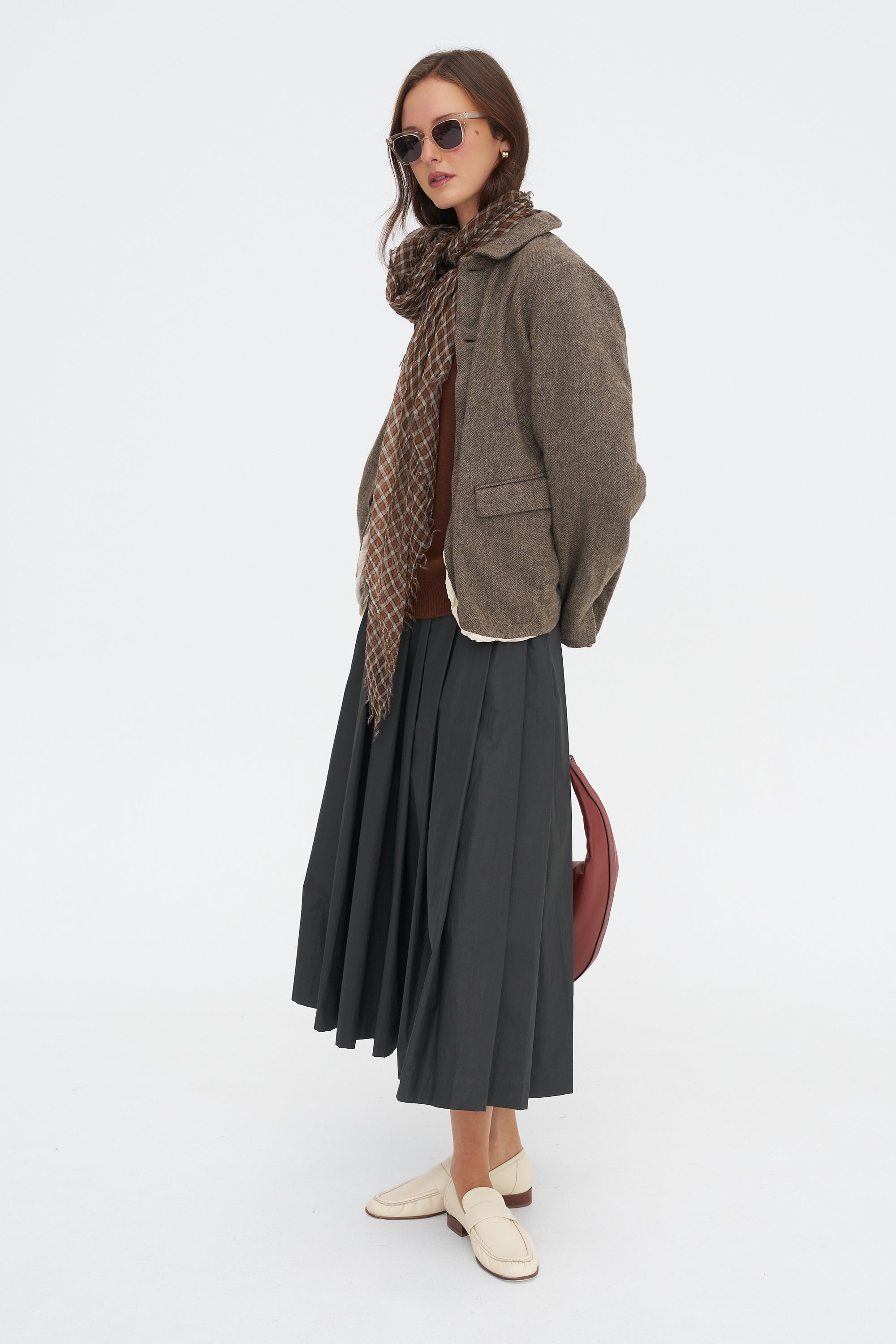 Eco Wool Herringbone Short Jacket, Beige