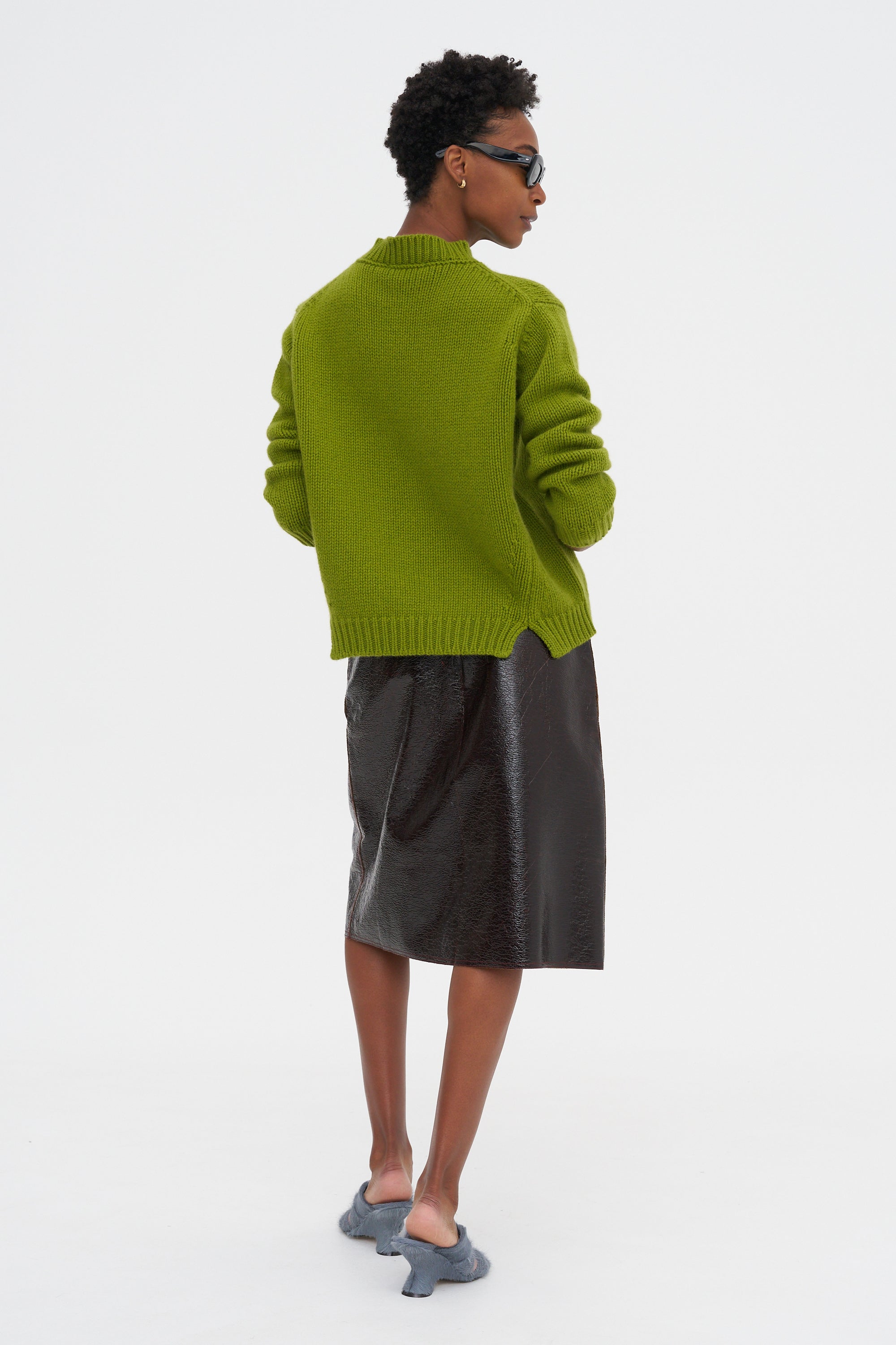 Varnished Wool Skirt, Testa Di Moro