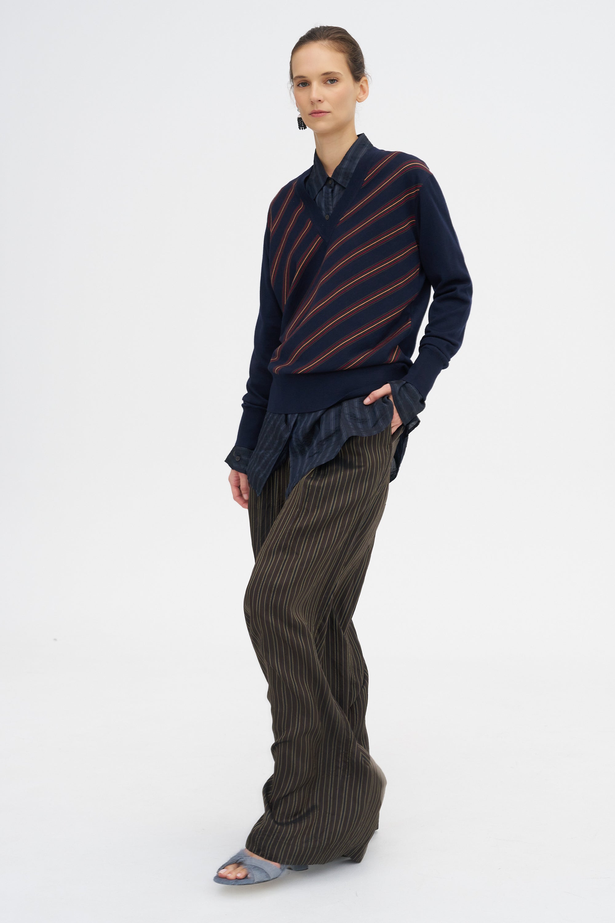 Striped Sweater, Navy