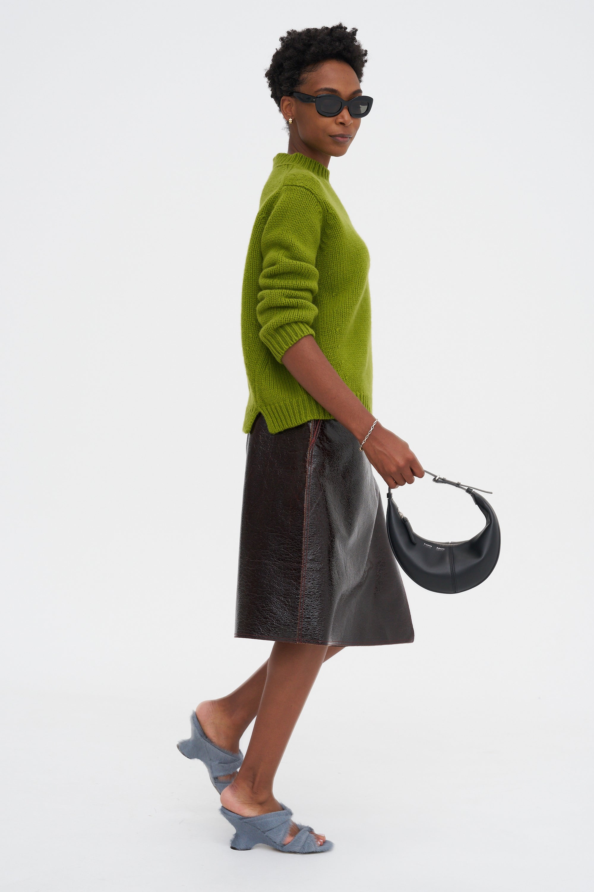 Varnished Wool Skirt, Testa Di Moro