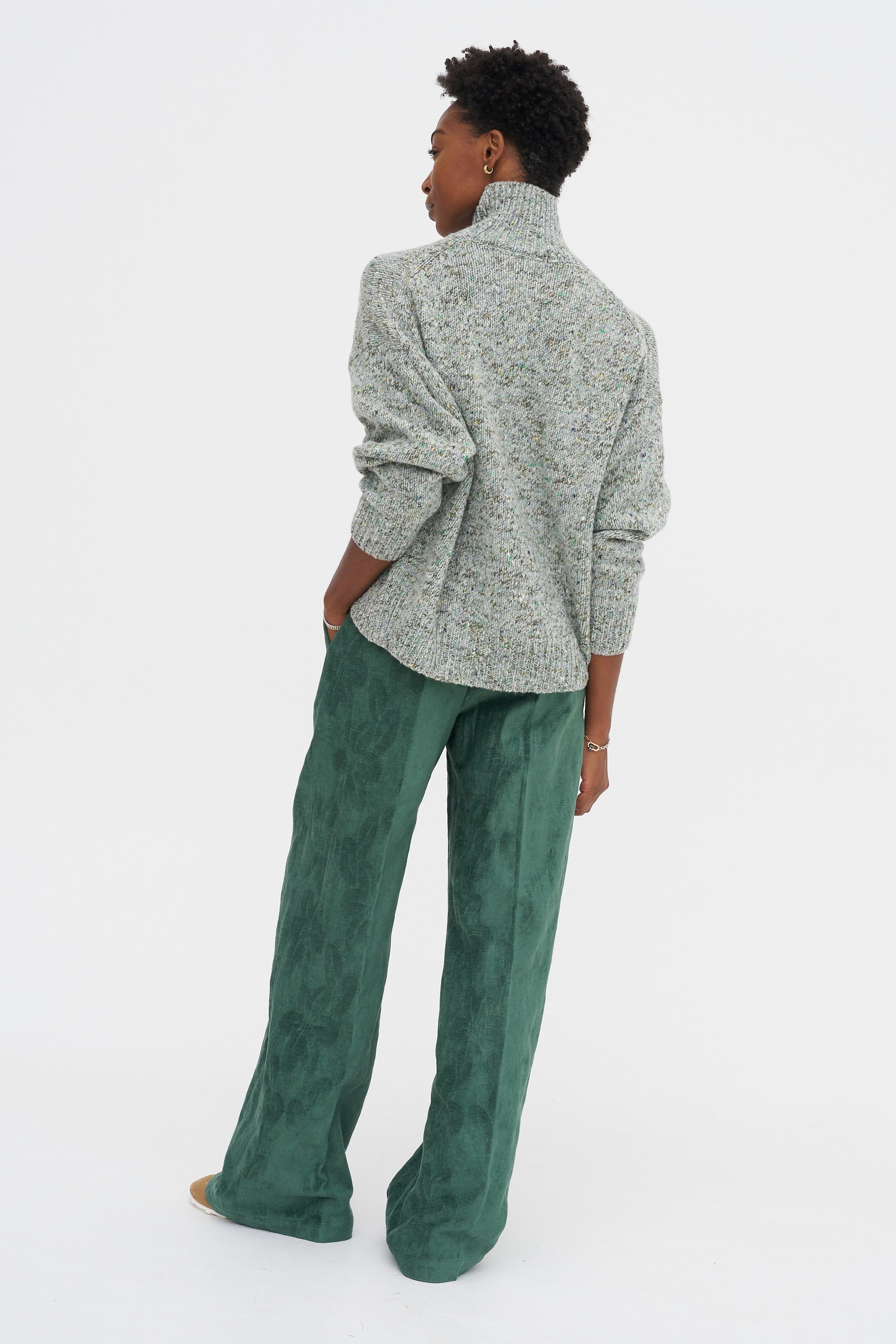 Pasha - Elastic Waist Pants, Pine