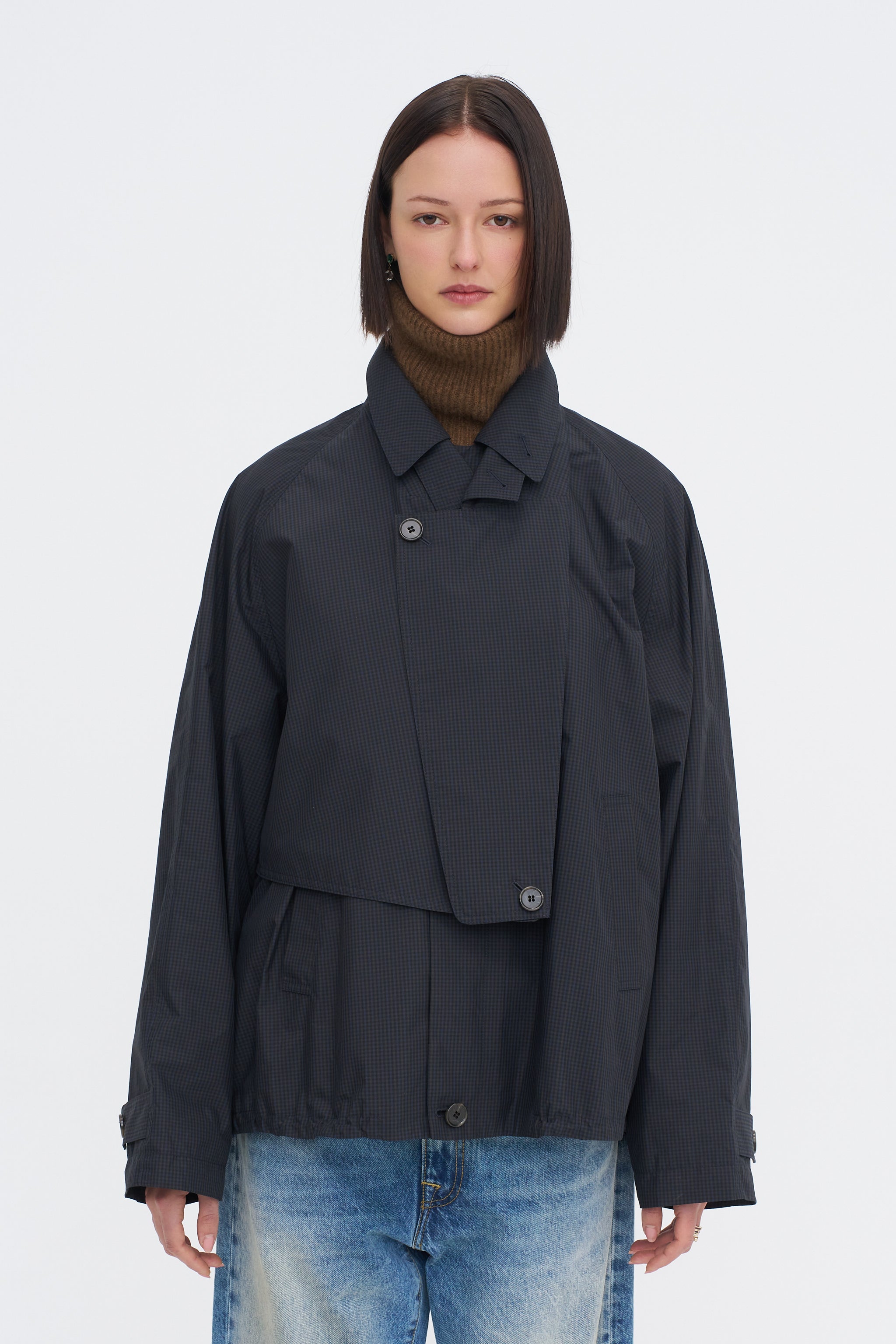 Tibi Charles Menswear Trench Anorak, Navy Multi – Kick Pleat