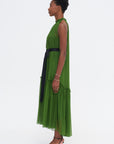 Moss Silk Chiffon Dress, Moss & Black