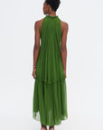 Moss Silk Chiffon Dress, Moss & Black