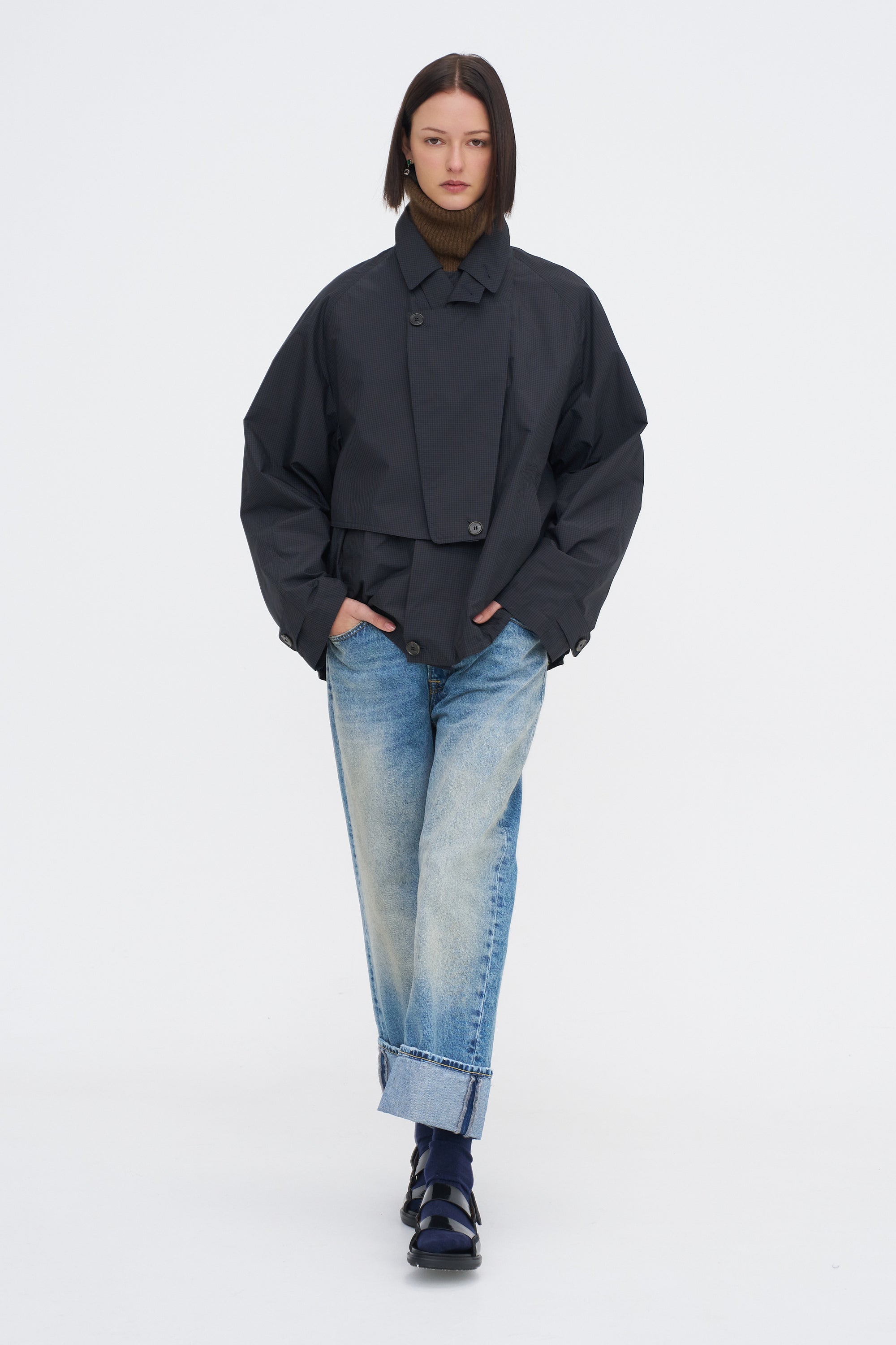 Charles Menswear Trench Anorak, Navy Multi