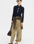 Sugarman Long Sleeved Knit Polo, Navy