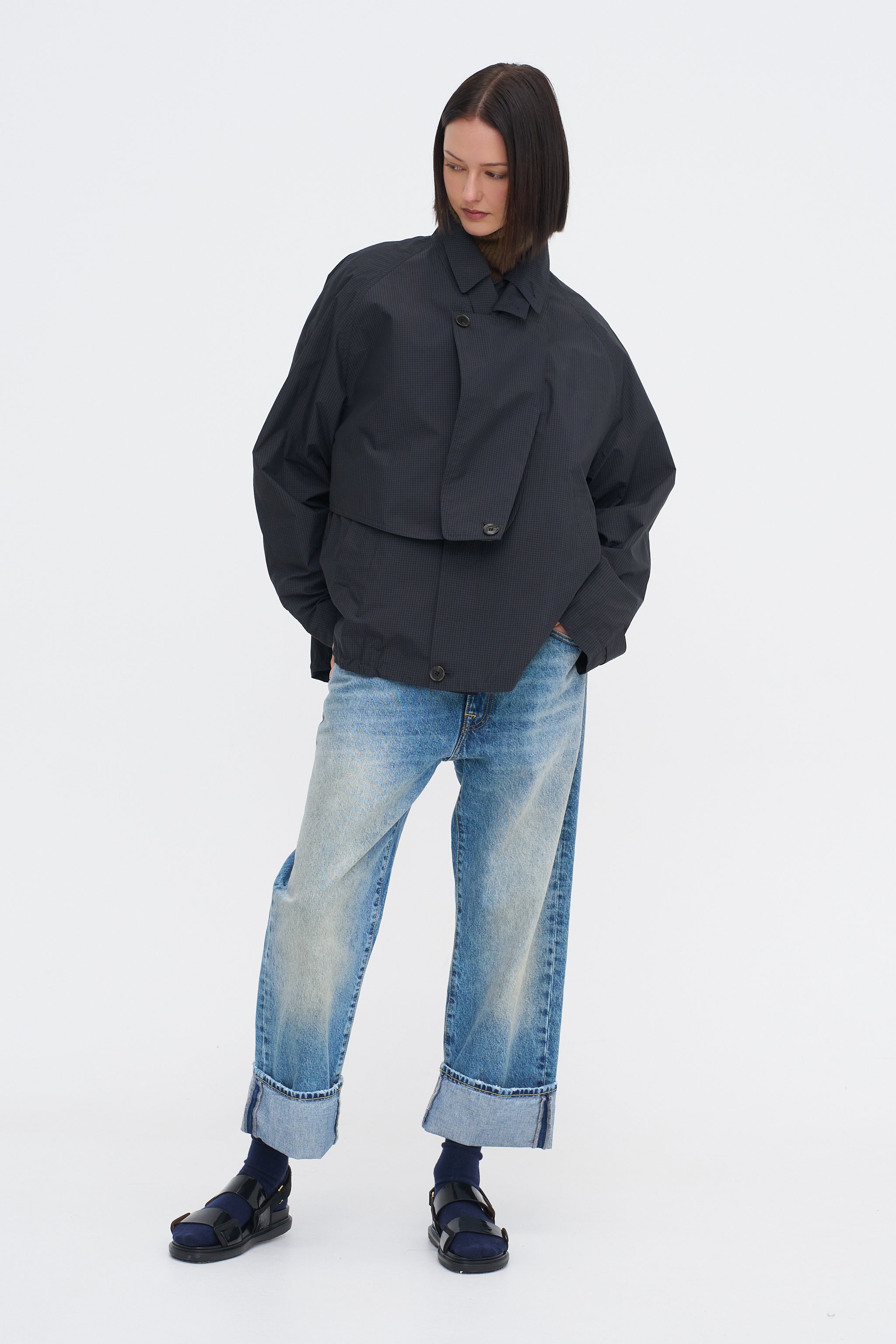 Tibi Charles Menswear Trench Anorak, Navy Multi – Kick Pleat