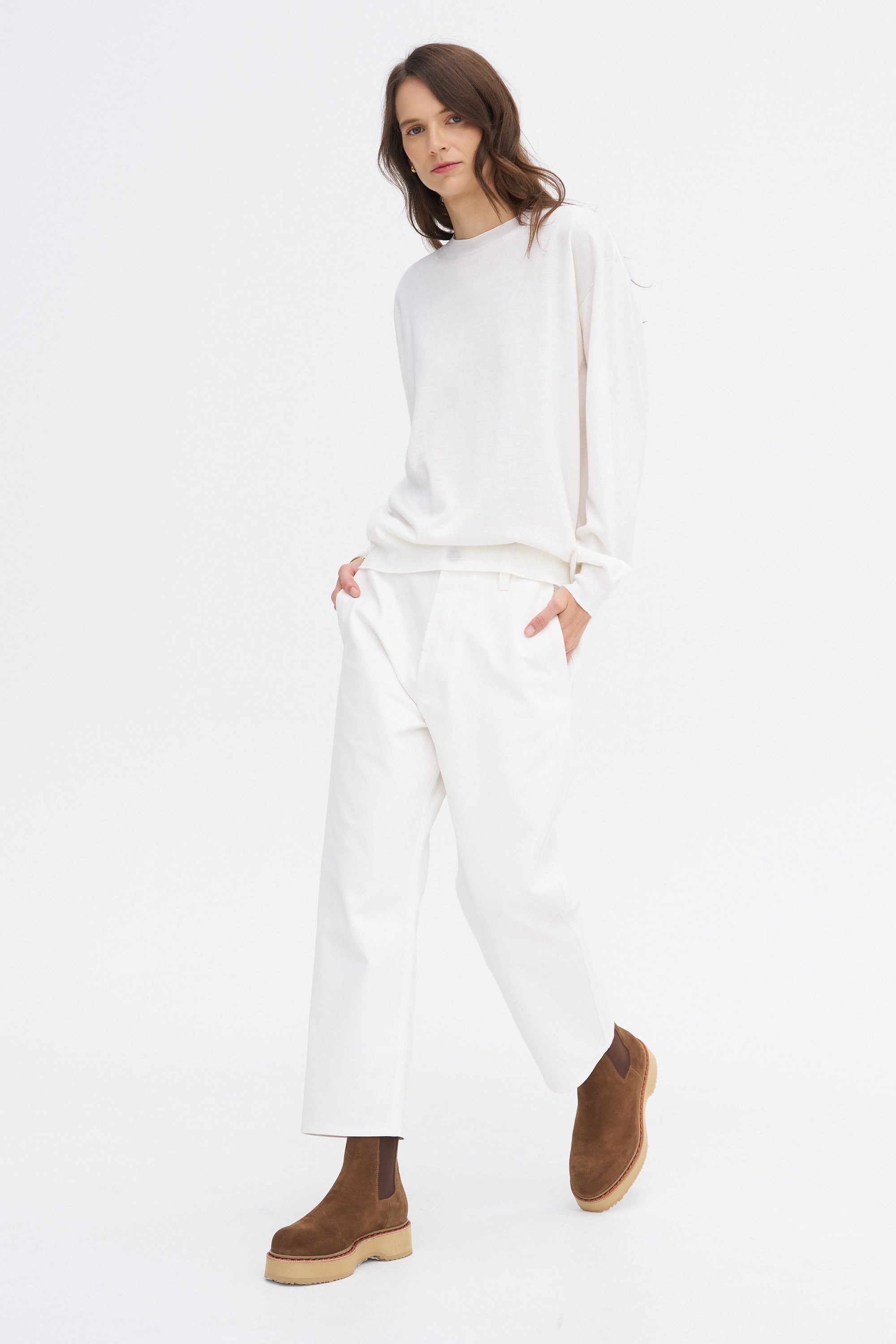 Muscat Ymer - Extrafine Merino Wool Crewneck, White