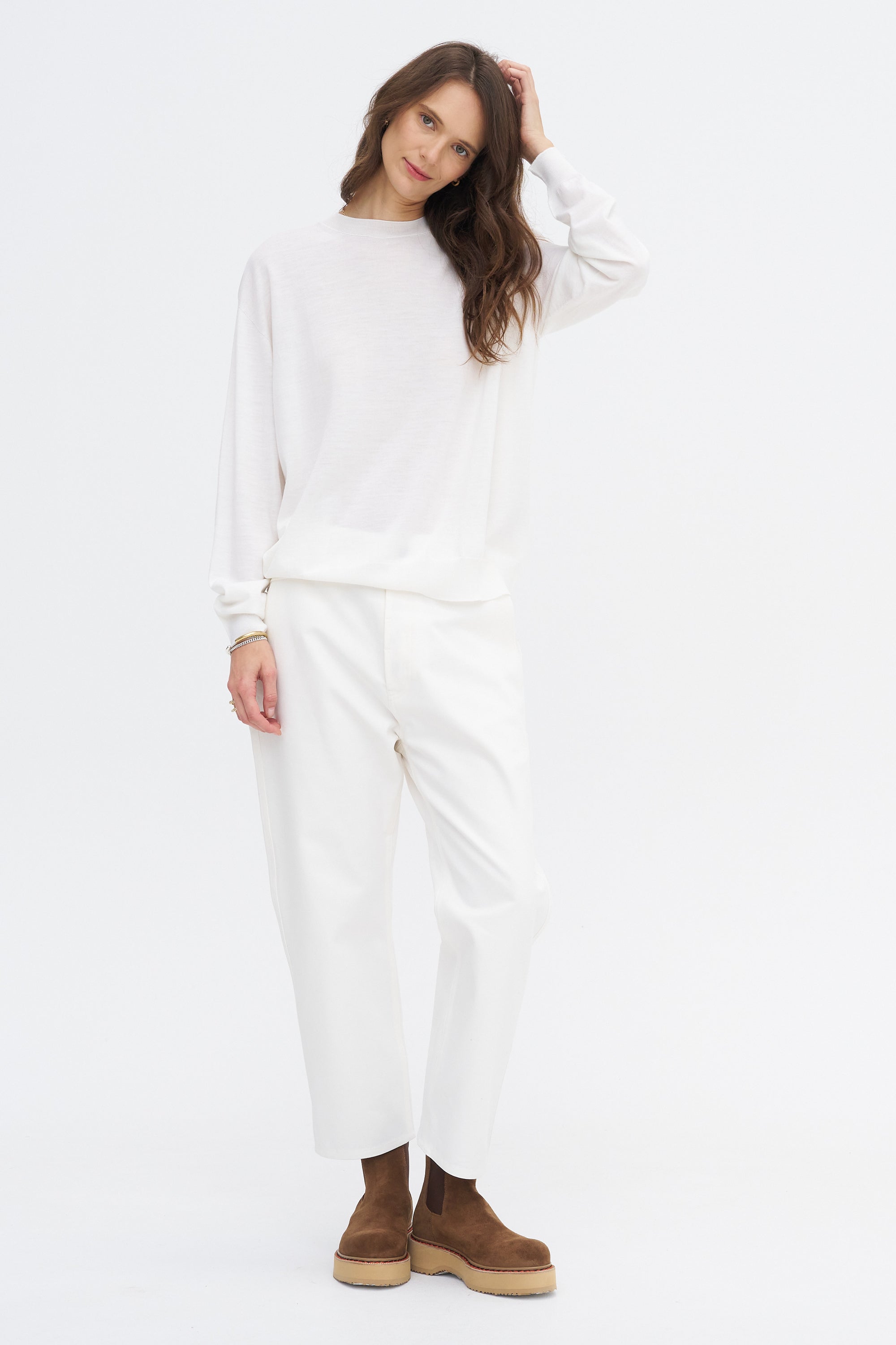 Muscat Ymer - Extrafine Merino Wool Crewneck, White