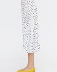Scribble Dot Print Pull On Pleated Skirt, Black & White Multi