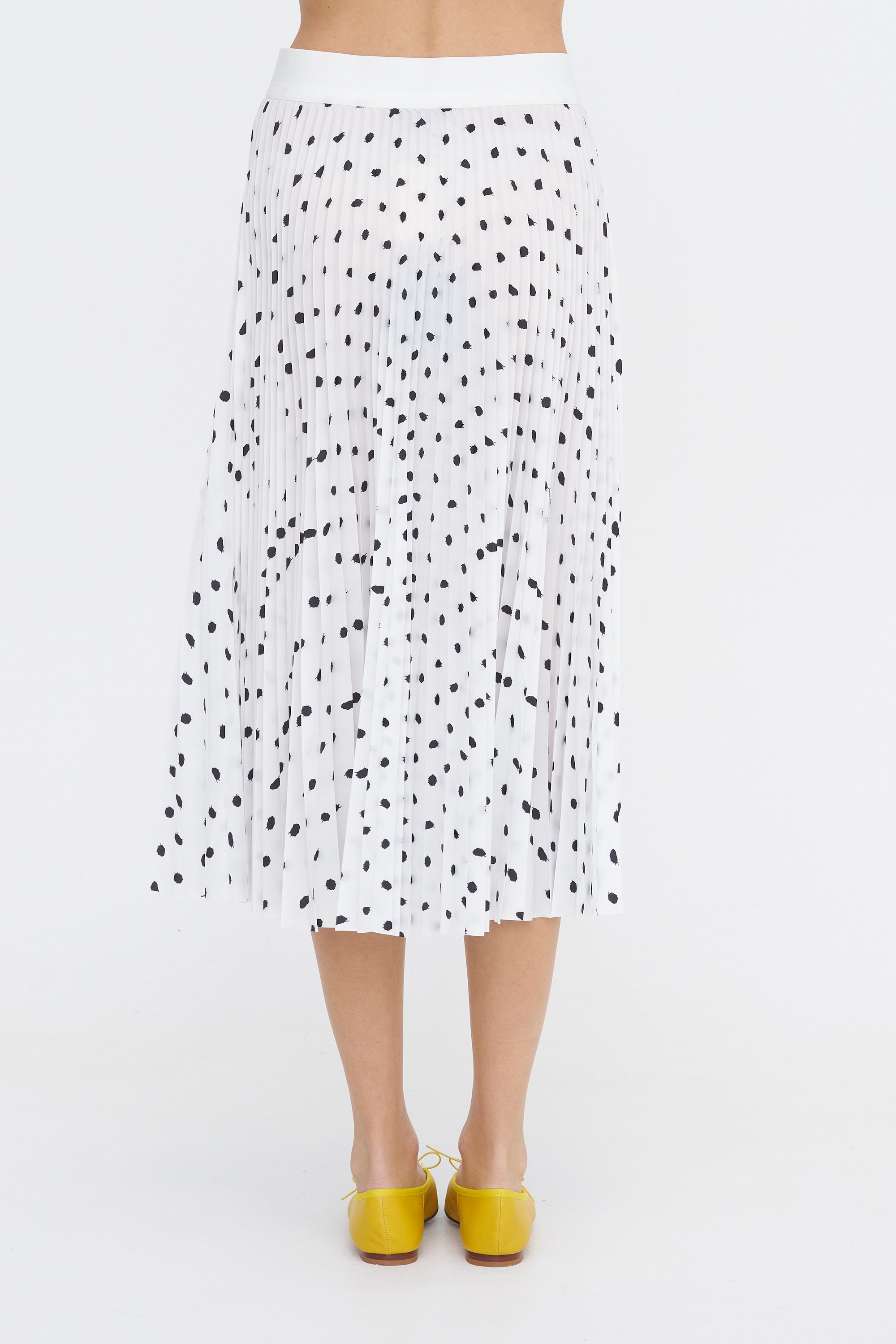 Scribble Dot Print Pull On Pleated Skirt, Black &amp; White Multi