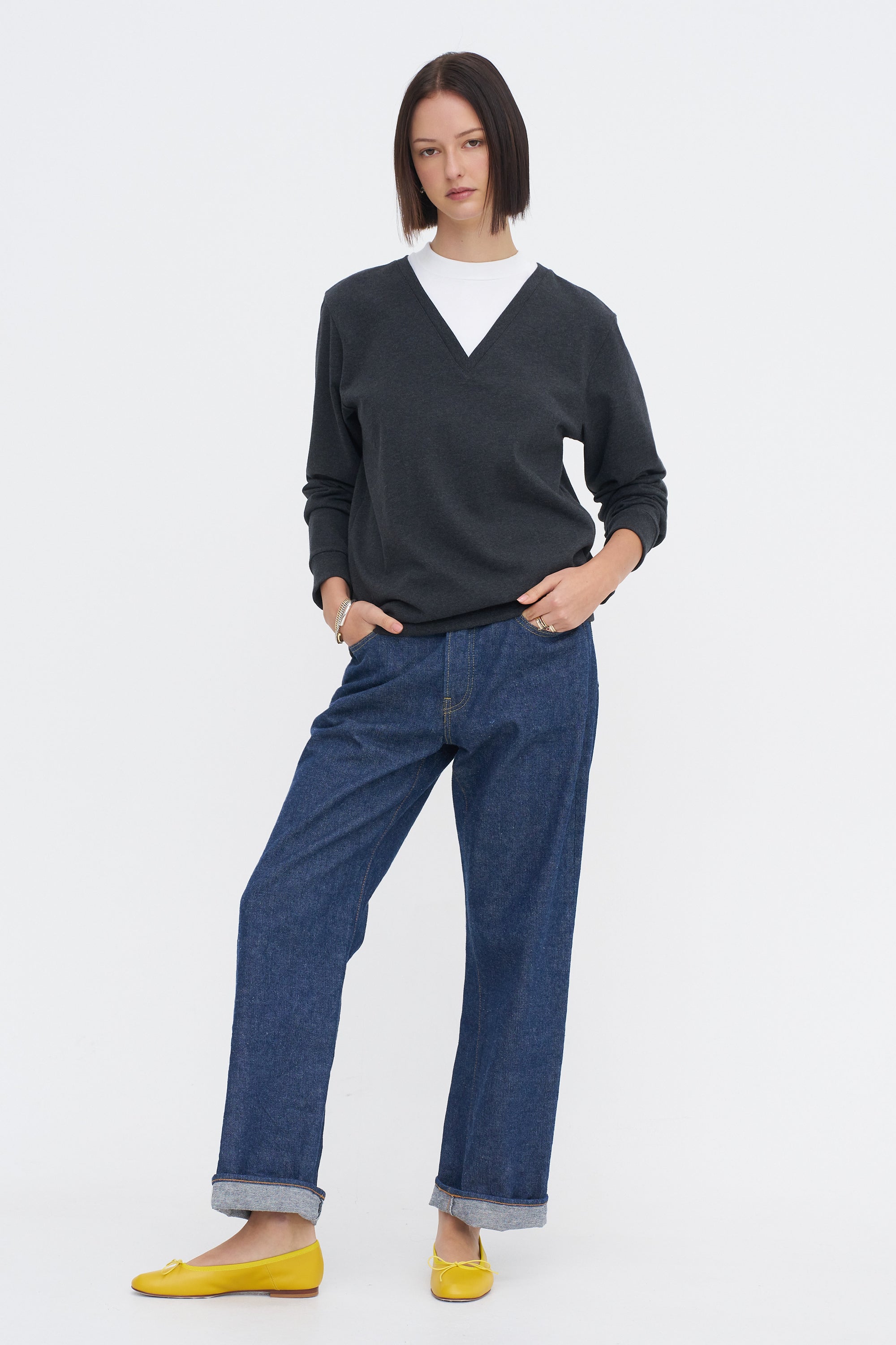 Perfect T-Shirt Trompe L&#39;oeil Top, Grey Multi