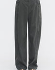 Garment Dyed Stretch Twill Tuck Pant, Grey
