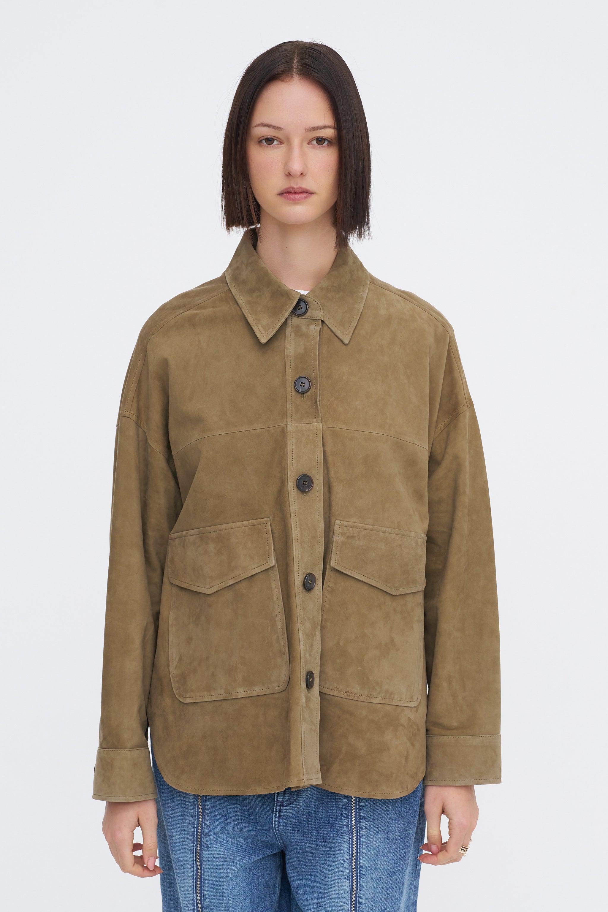 Arma Kaylee - Suede Jacket, Olive – Kick Pleat Arma Kaylee - Suede Jacket, Olive – Kick Pleat